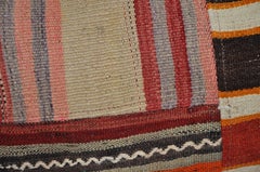 Vintage Kilim Rug Patchwork Pillow with Irish Linen Cushions Red Yellow Black
