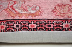 Vintage Kilim Rug Pillow with Irish Linen by Katie Larmour Couture Cushions Pink