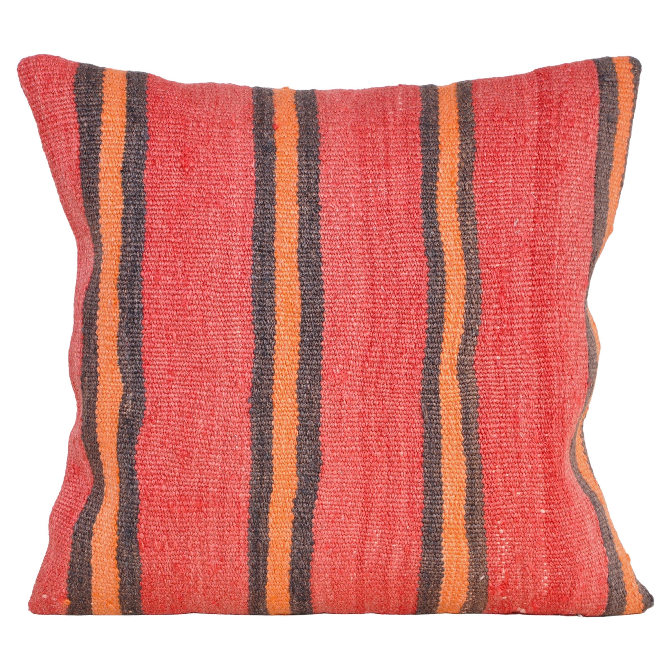 Vintage Kilim Rug Pillow with Irish Linen by Katie Larmour Couture Cushions Red