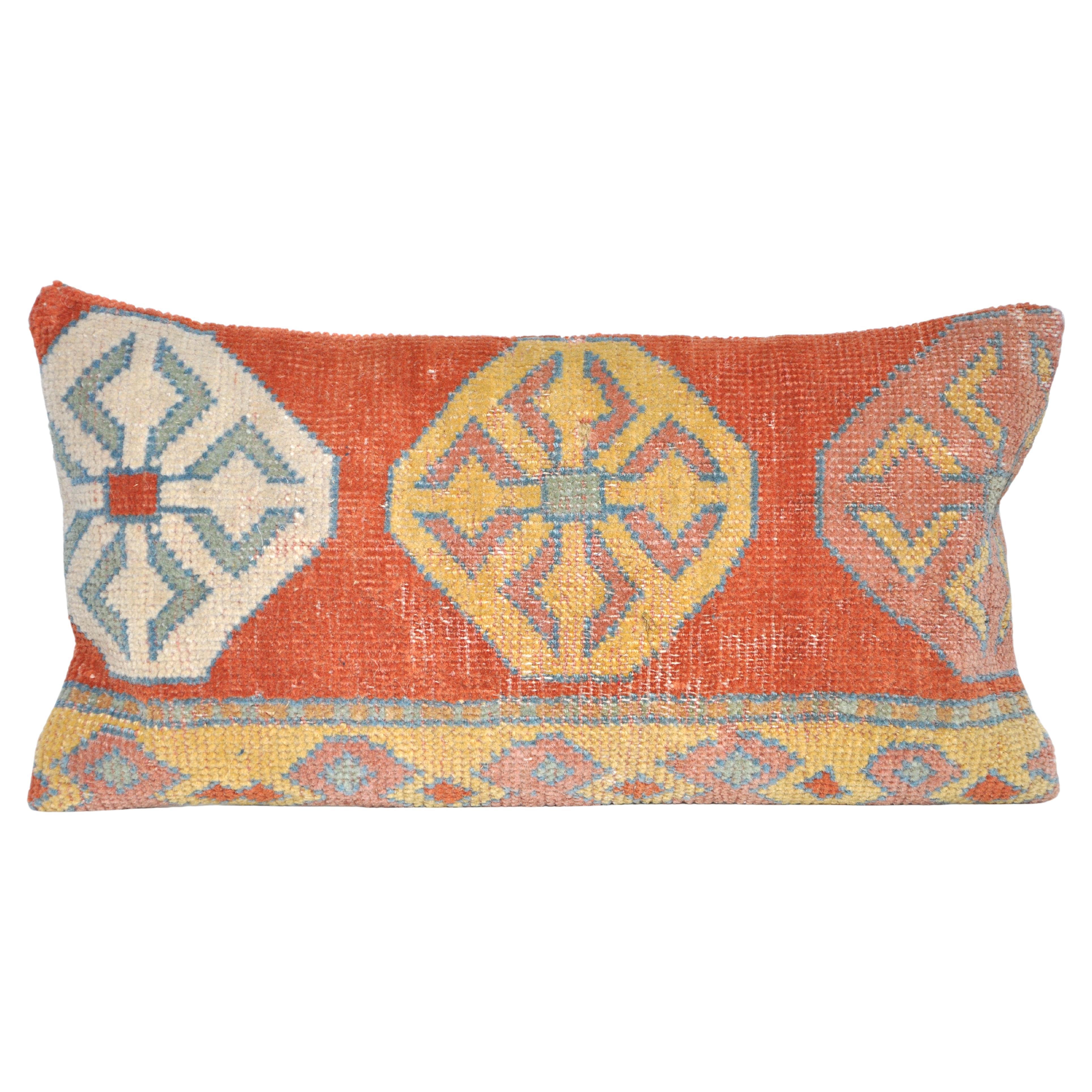 Vintage Kilim Rug Pillow with Irish Linen by Katie Larmour Cushions Geometric For Sale