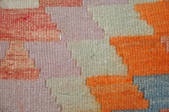 Vintage Kilim Rug Pillow with Irish Linen by Katie Larmour Cushions Orange Blue