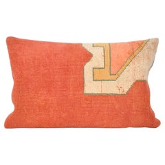 Vintage Kilim Rug Pillow with Irish Linen by Katie Larmour Cushions Orange
