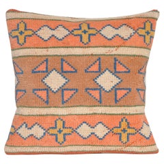 Vintage Kilim Rug Pillow with Irish Linen by Katie Larmour Cushions Peach