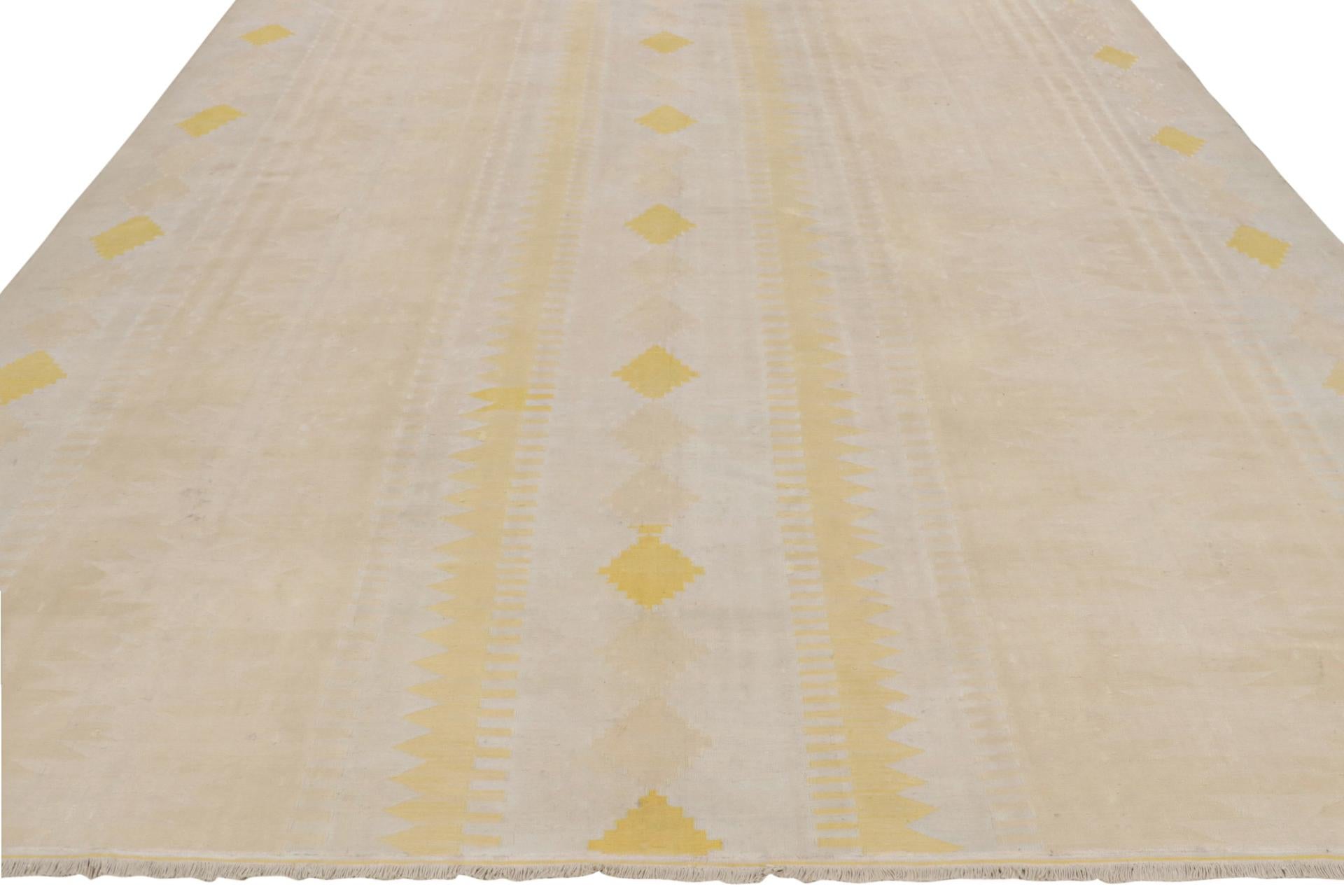 Afghan Vintage Kilim Rug with Beige, Blue and gold Geometric Pattern, from Rug & Kilim For Sale