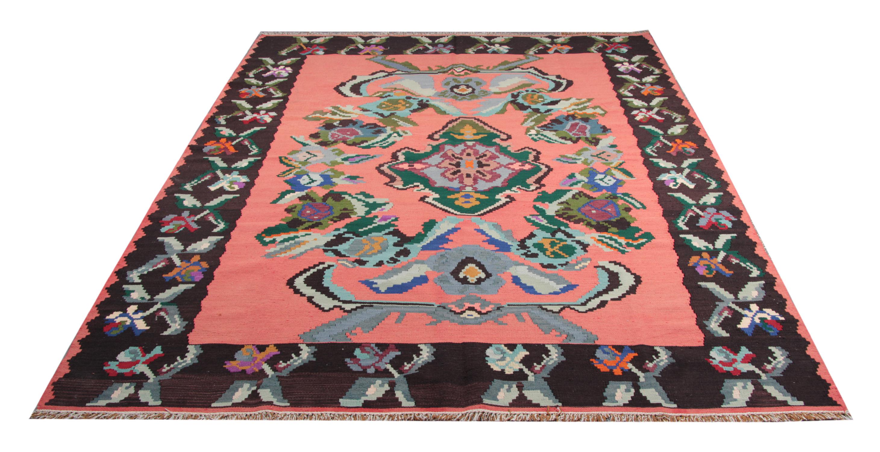 Hand-Knotted Vintage Kilim Rugs, Traditional Turkish Handmade Carpet Oriental Rug for Sale For Sale