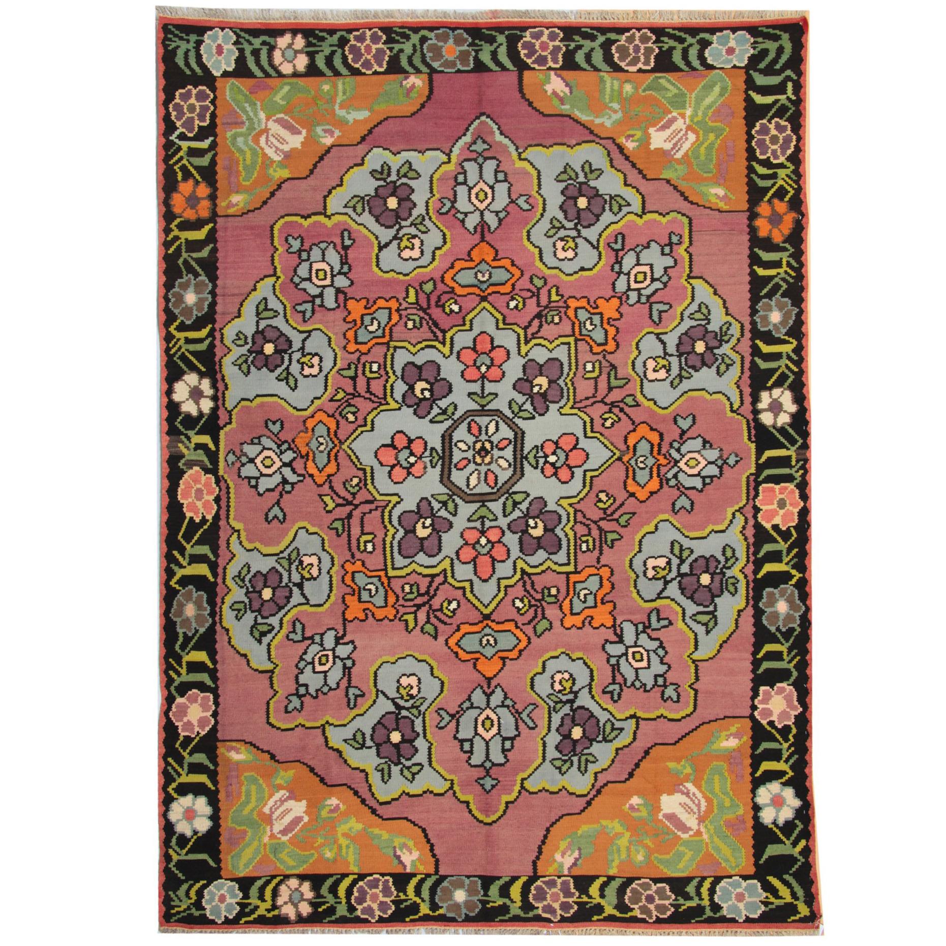 Floral Vintage Rug, Oriental Kilim Rugs, Traditional Kilims Handmade Carpet Rug 