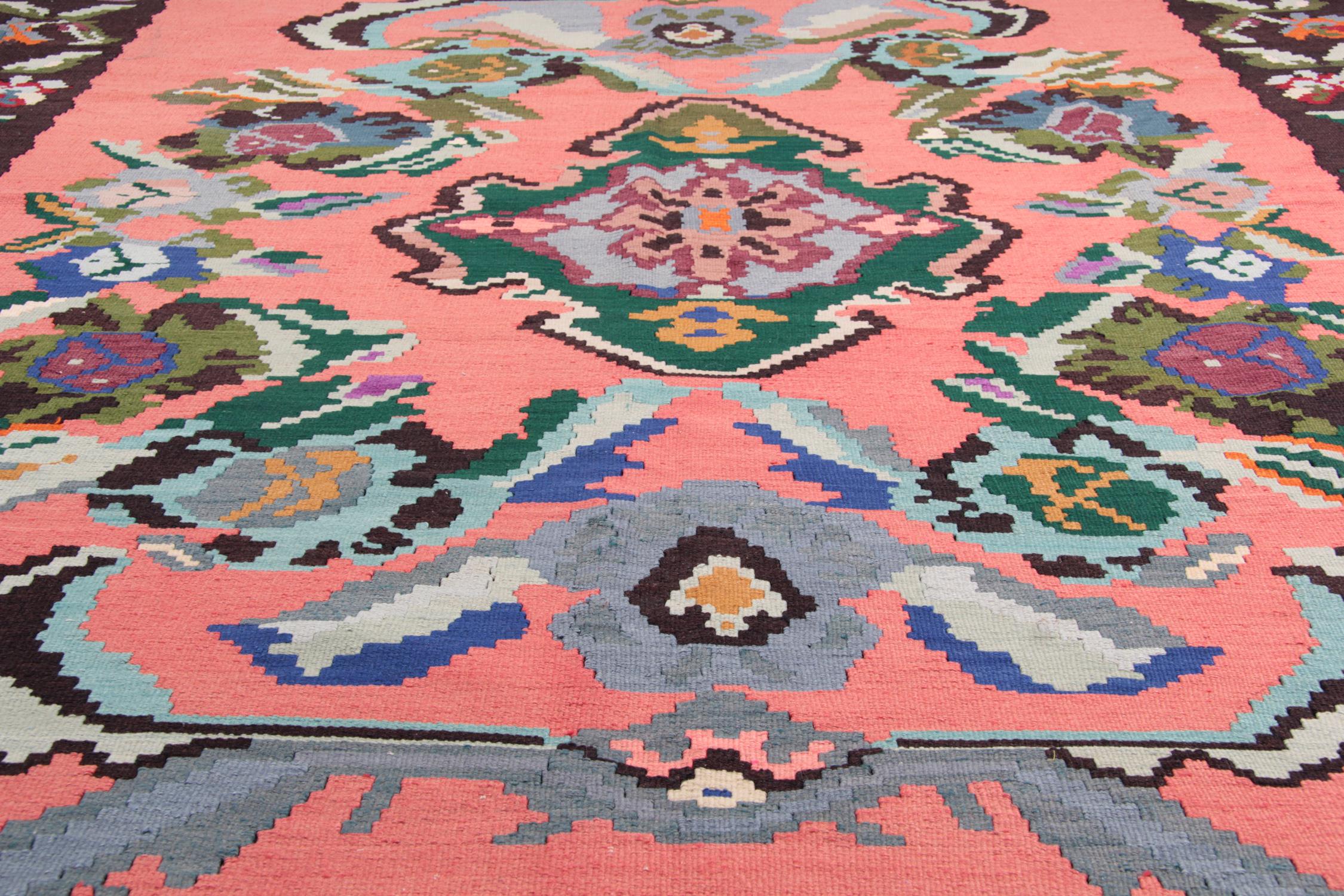 Mid-20th Century Vintage Kilim Rugs, Traditional Turkish Handmade Carpet Oriental Rug For Sale