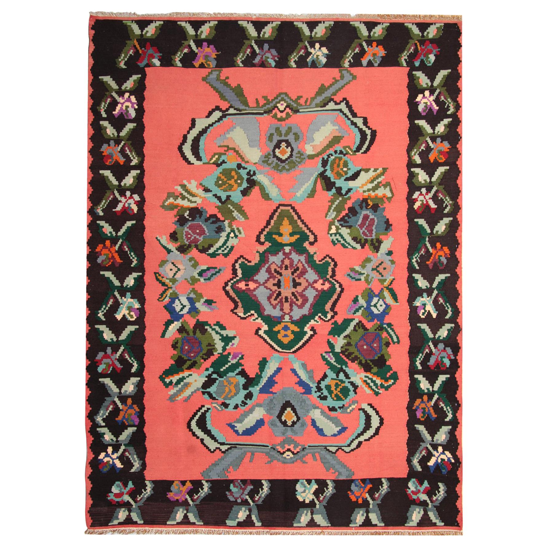 Vintage-Kelim-Teppiche, traditioneller türkischer handgefertigter Teppich