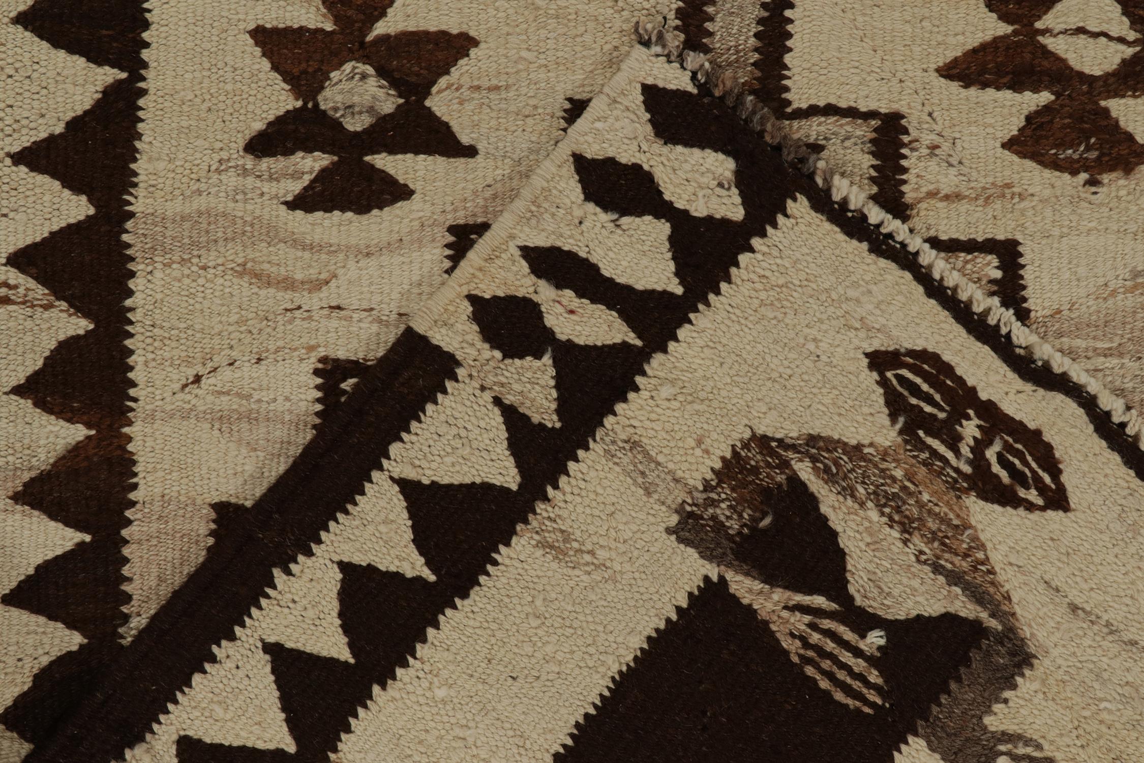 Wool Vintage Kilim Runner in Beige-Brown Tribal PictorialsPattern by Rug & Kilim For Sale