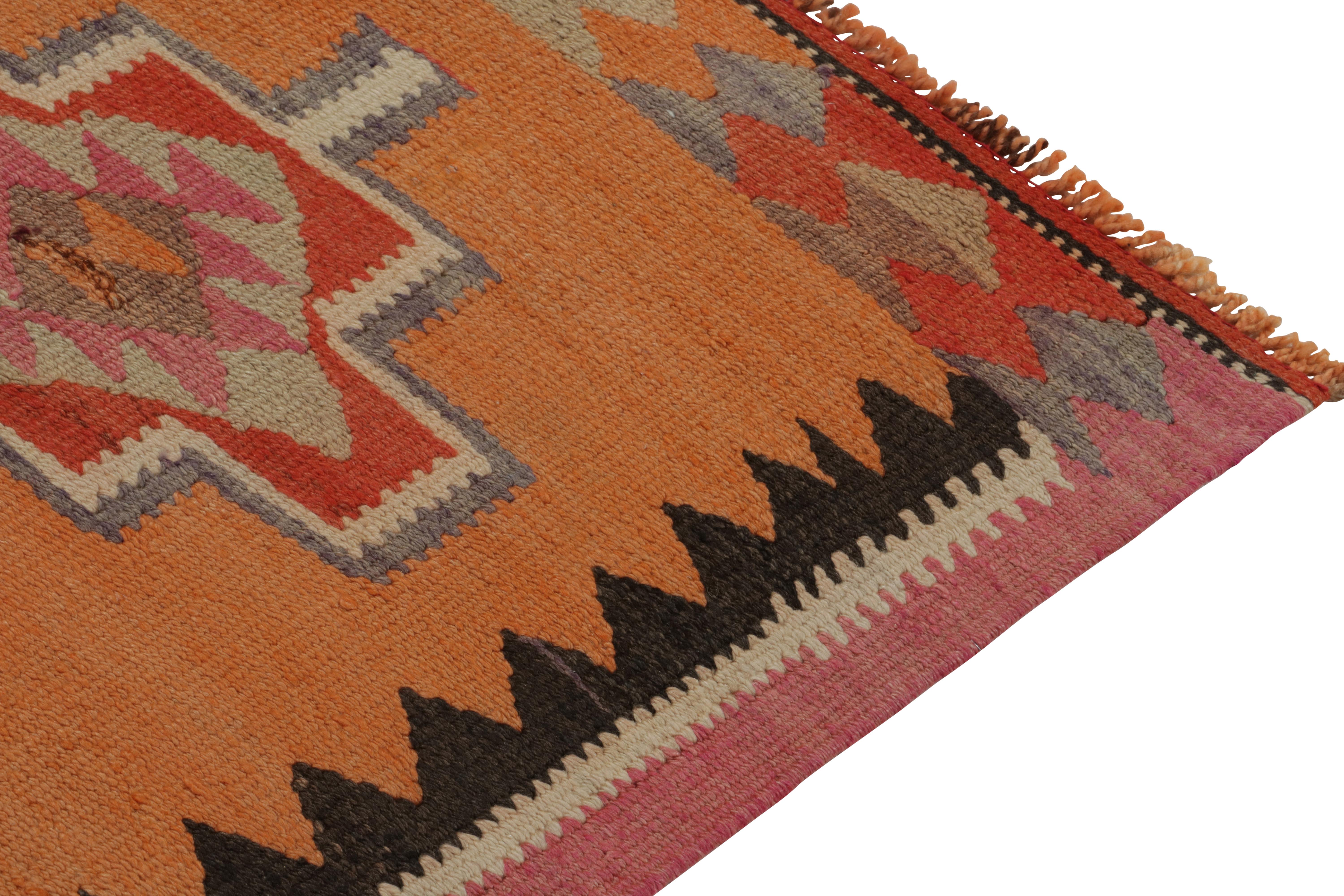 Vintage Kilim Runner in Orange with Red & Beige-Brown Tribal by Rug & Kilim In Good Condition For Sale In Long Island City, NY