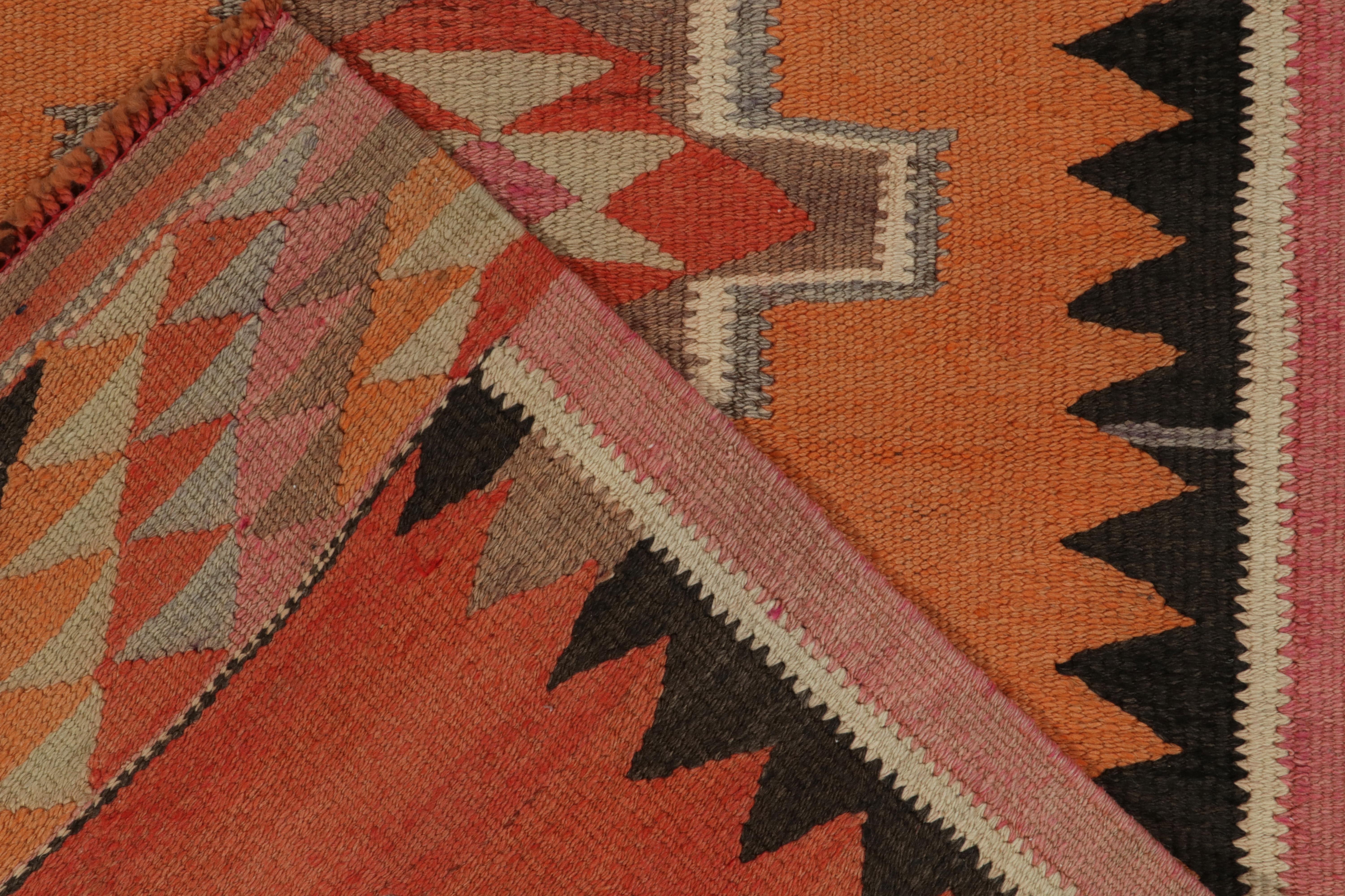 Mid-20th Century Vintage Kilim Runner in Orange with Red & Beige-Brown Tribal by Rug & Kilim For Sale