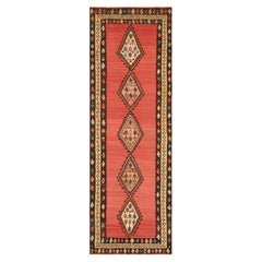 Vintage Kilim Runner in Red Open Field with Medallions, from Rug & Kilim