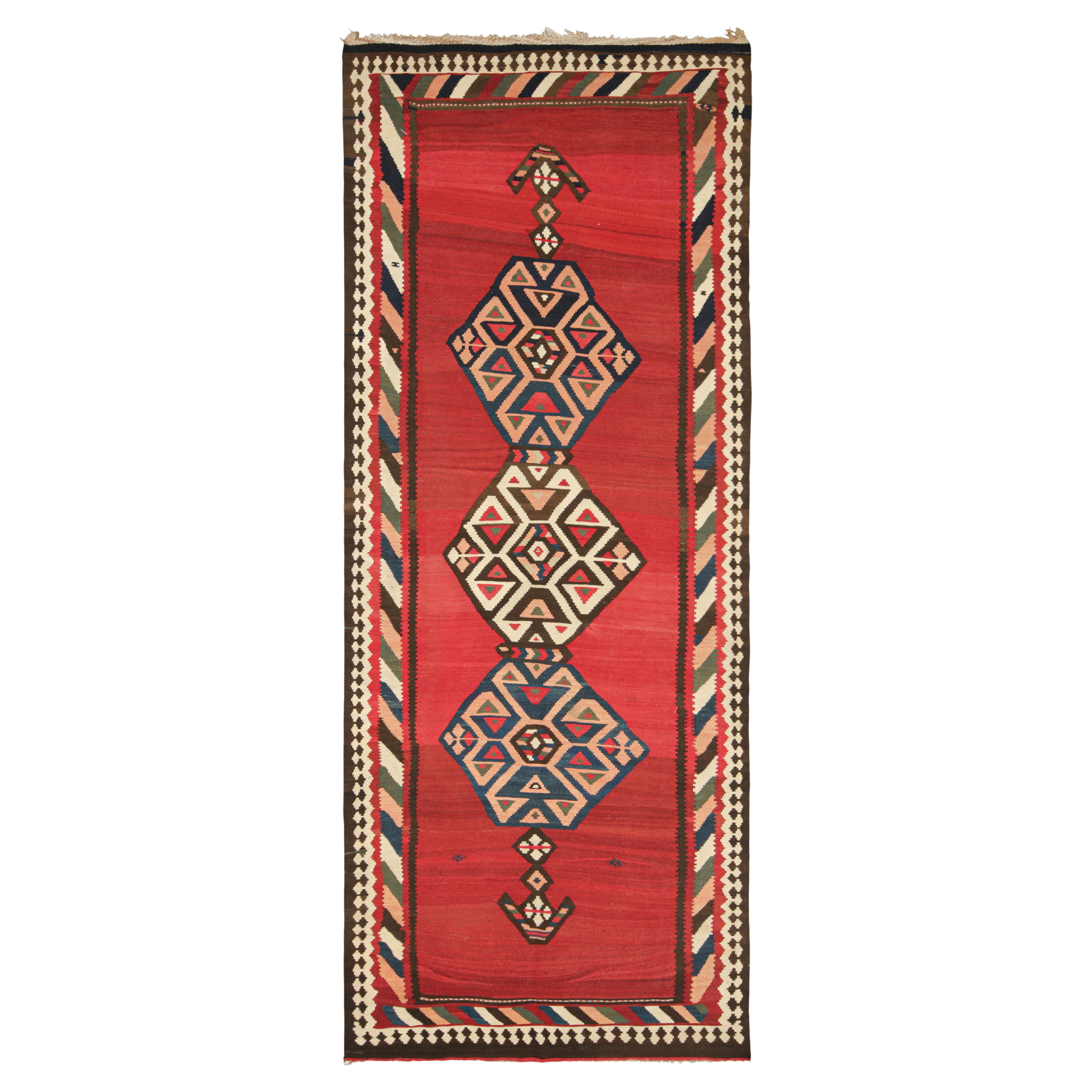 Vintage Kilim Runner in Red with Geometric Medallions, from Rug & Kilim