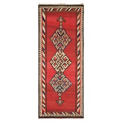 Vintage Kilim Runner in Red with Geometric Medallions, from Rug & Kilim