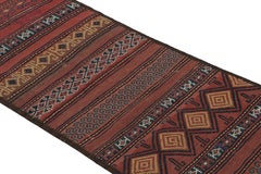 Vintage Kilim Runner Rug in Brick Red with Geometric Patterns, from Rug & Kilim