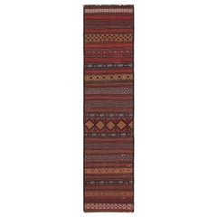 Vintage Kilim Runner Rug in Brick Red with Geometric Patterns, from Rug & Kilim