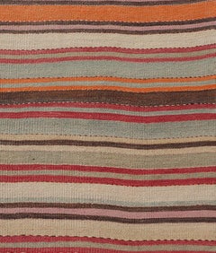 Vintage Kilim Striped Runner in Pastel Vivid Colors 2'8 x 13'6