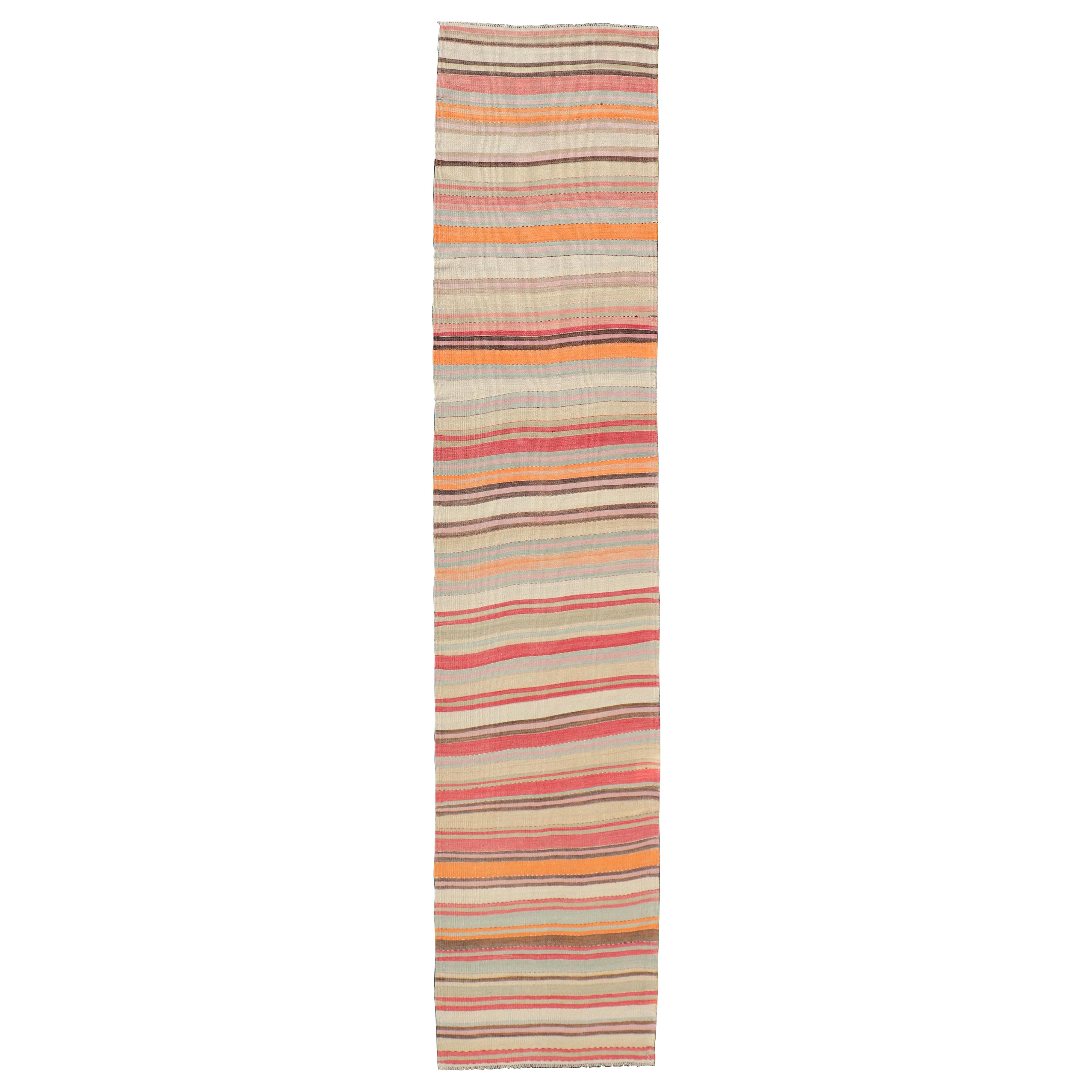 Vintage Kilim Striped Runner in Pastel Vivid Colors 2
8 x 13
6