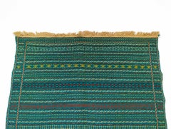 Vintage Kilim-Style Teal Geometric Flatweave Rug, 4'11" x 6'7"