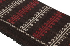 Vintage Kilim Table Runner Rug in Brown w/ Geometric Patterns, from Rug & Kilim