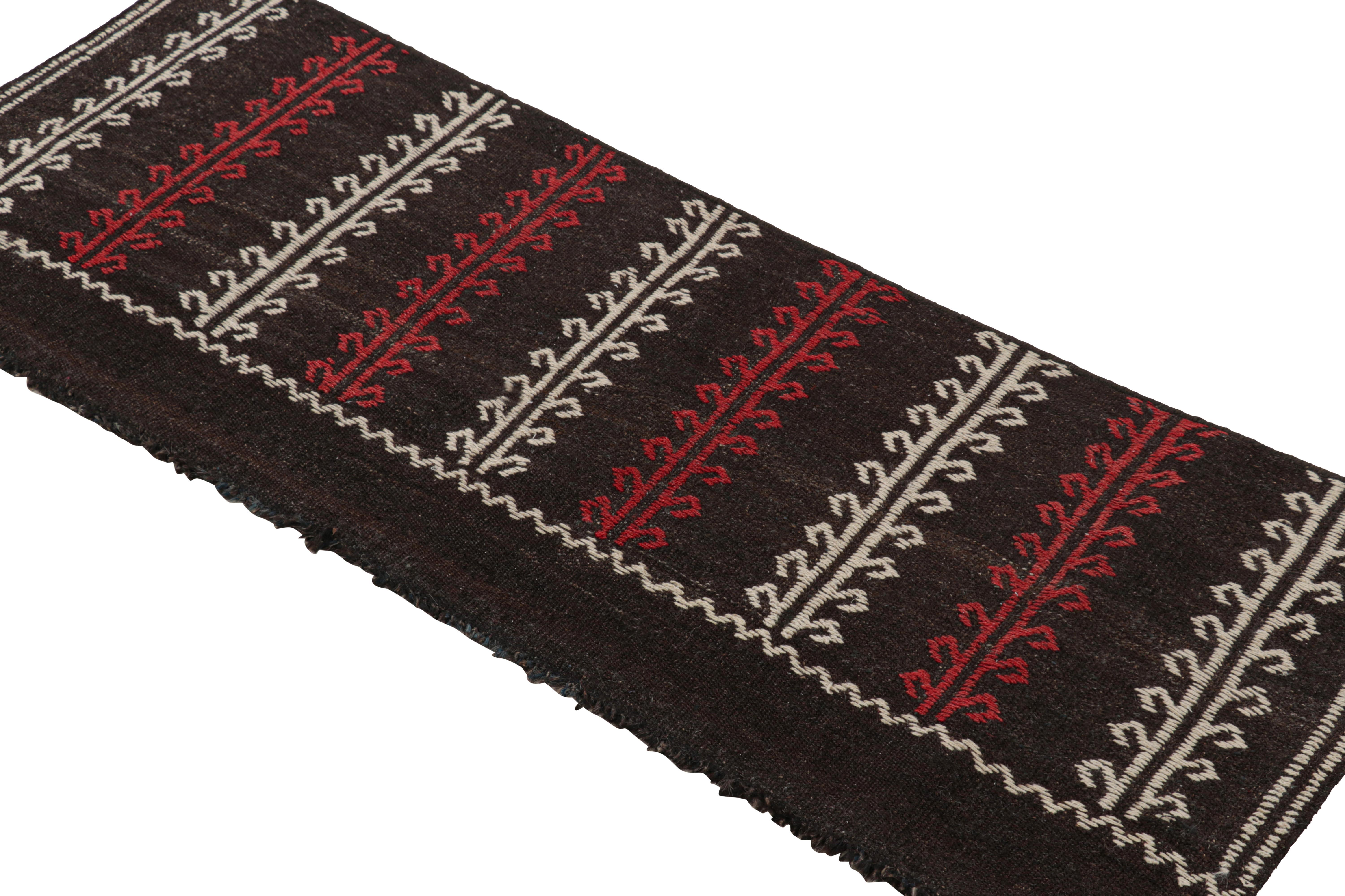 Vintage Kilim Table Runner Rug in Brown w/ Geometric Patterns, from Rug & Kilim In Good Condition For Sale In Long Island City, NY