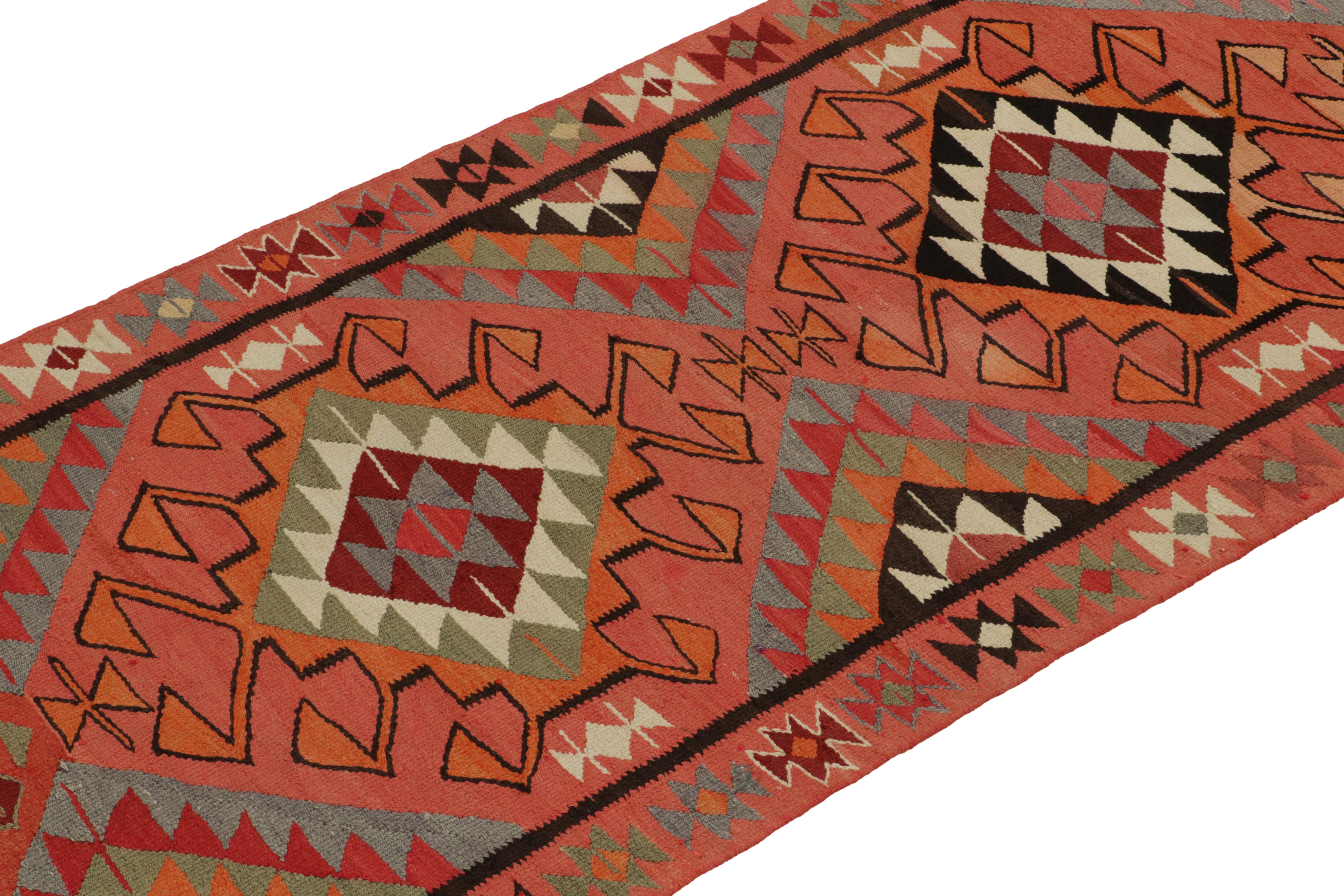Hand-Knotted Vintage Kilim Tribal Runner in Multicolor Geometric Patterns by Rug & Kilim For Sale