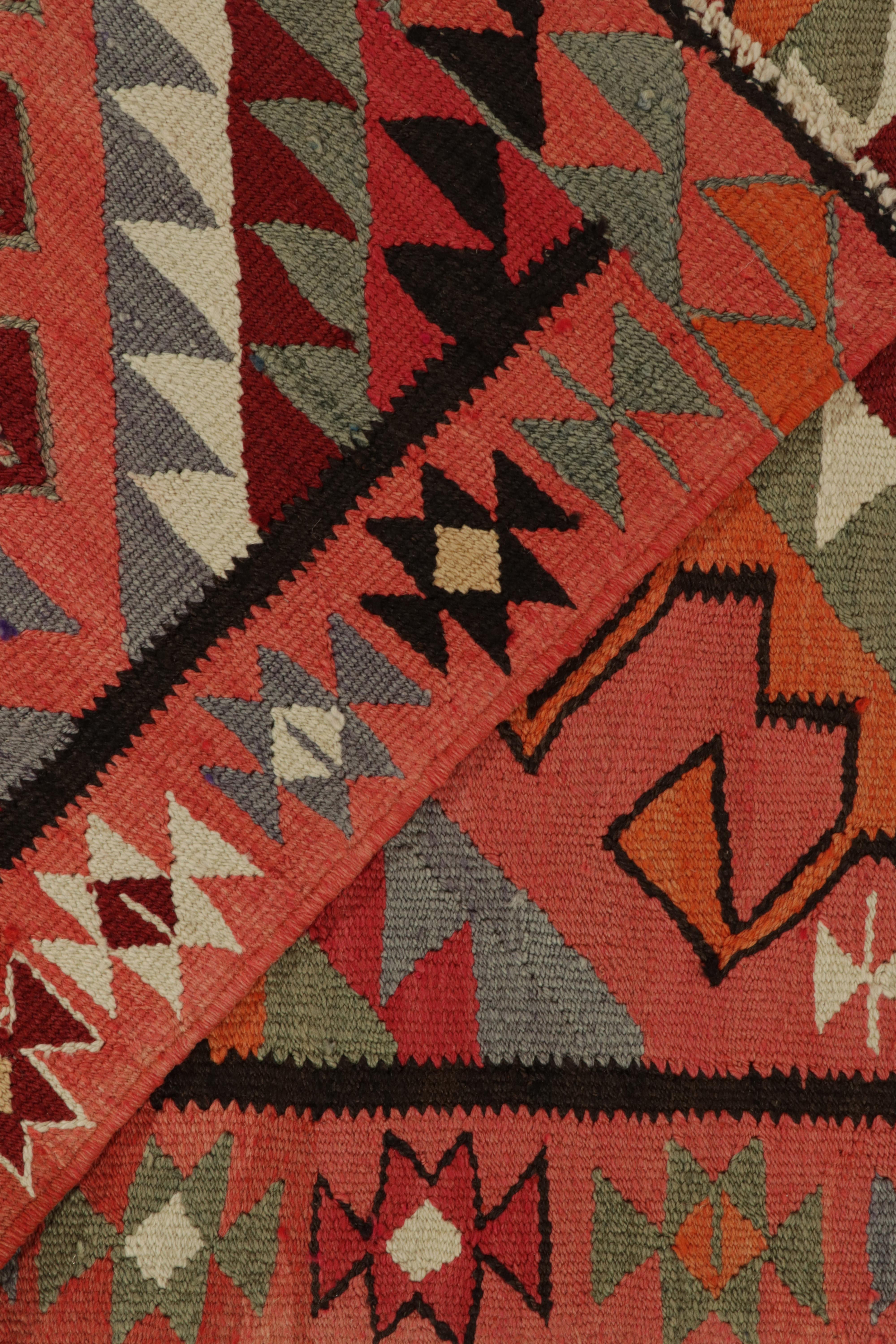 Wool Vintage Kilim Tribal Runner in Multicolor Geometric Patterns by Rug & Kilim For Sale