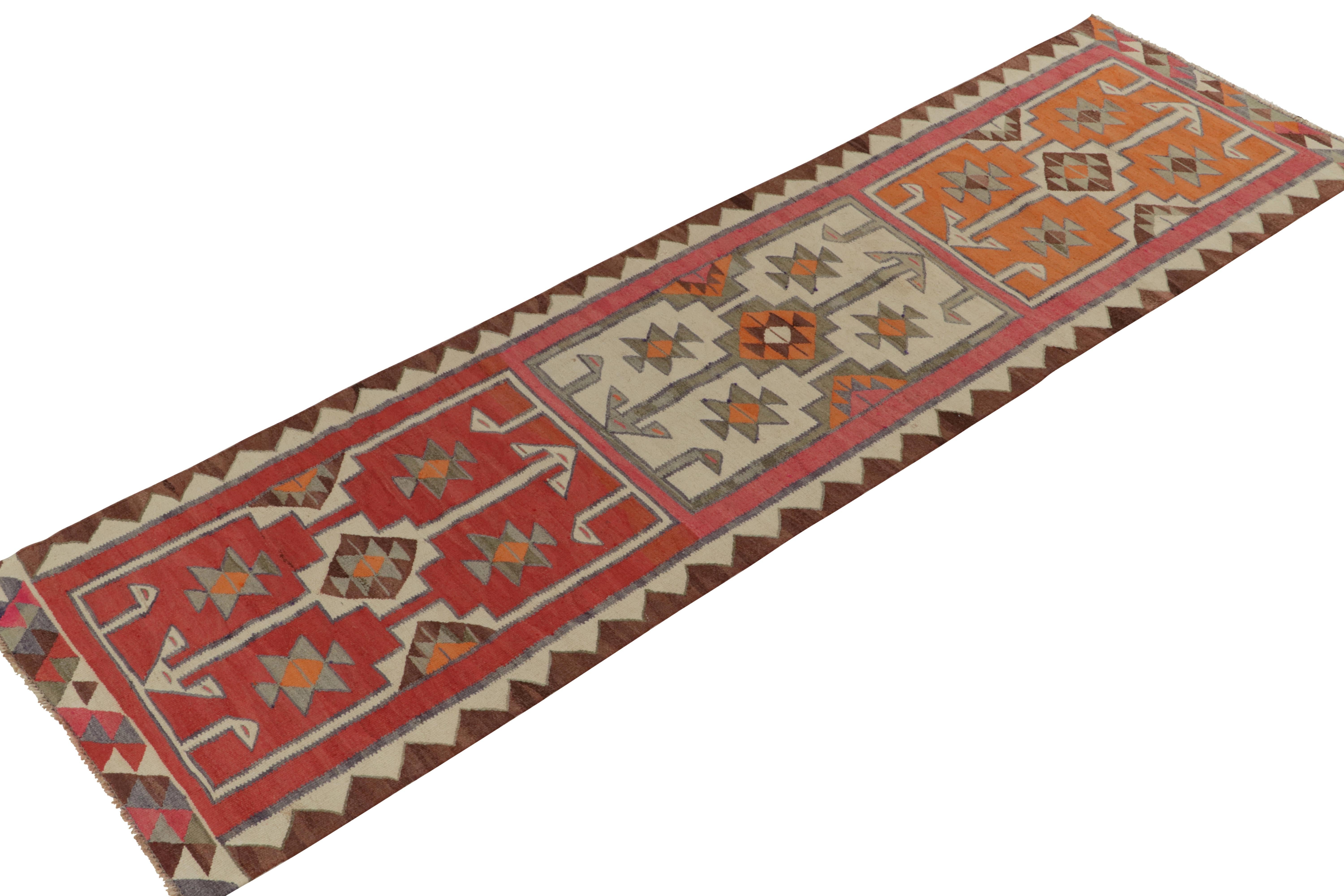 From R&K Principal Josh Nazmiyal’s latest acquisitions, a distinguished 3x11 vintage kilim runner originating from Turkey circa 1950-1960. 

On the Design: 

The exceptional tribal geometric patterns enjoy a scintillating movement in the warmth &