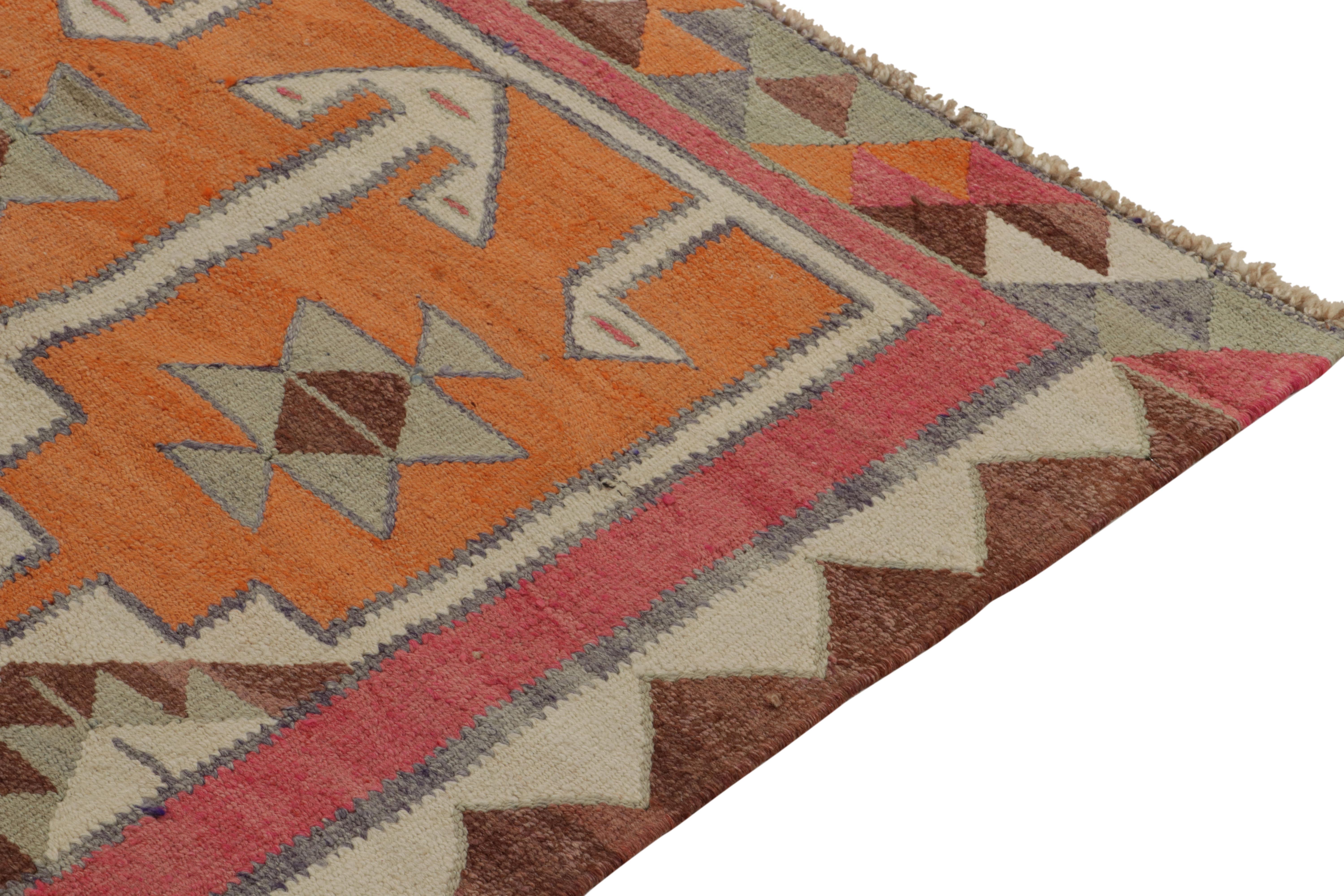 Vintage Kilim Tribal Runner in Red, Orange Geometric Pattern by Rug & Kilim In Good Condition For Sale In Long Island City, NY
