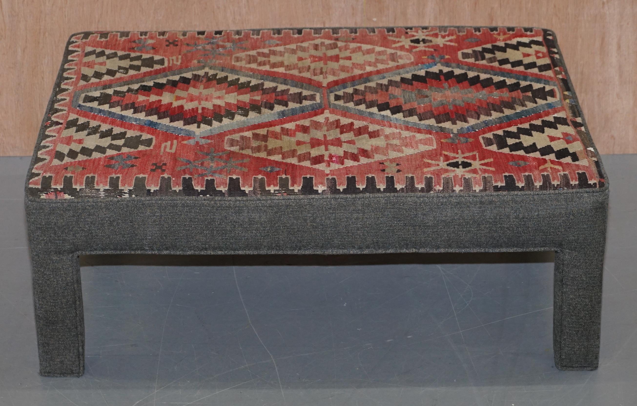 We are delighted to offer for sale this lovely vintage Kilim upholstered bench ottoman that can be used as a coffee table

A very well made and decorative piece, Kilim upholstery goes back to the mid Victorian era in this form, its very