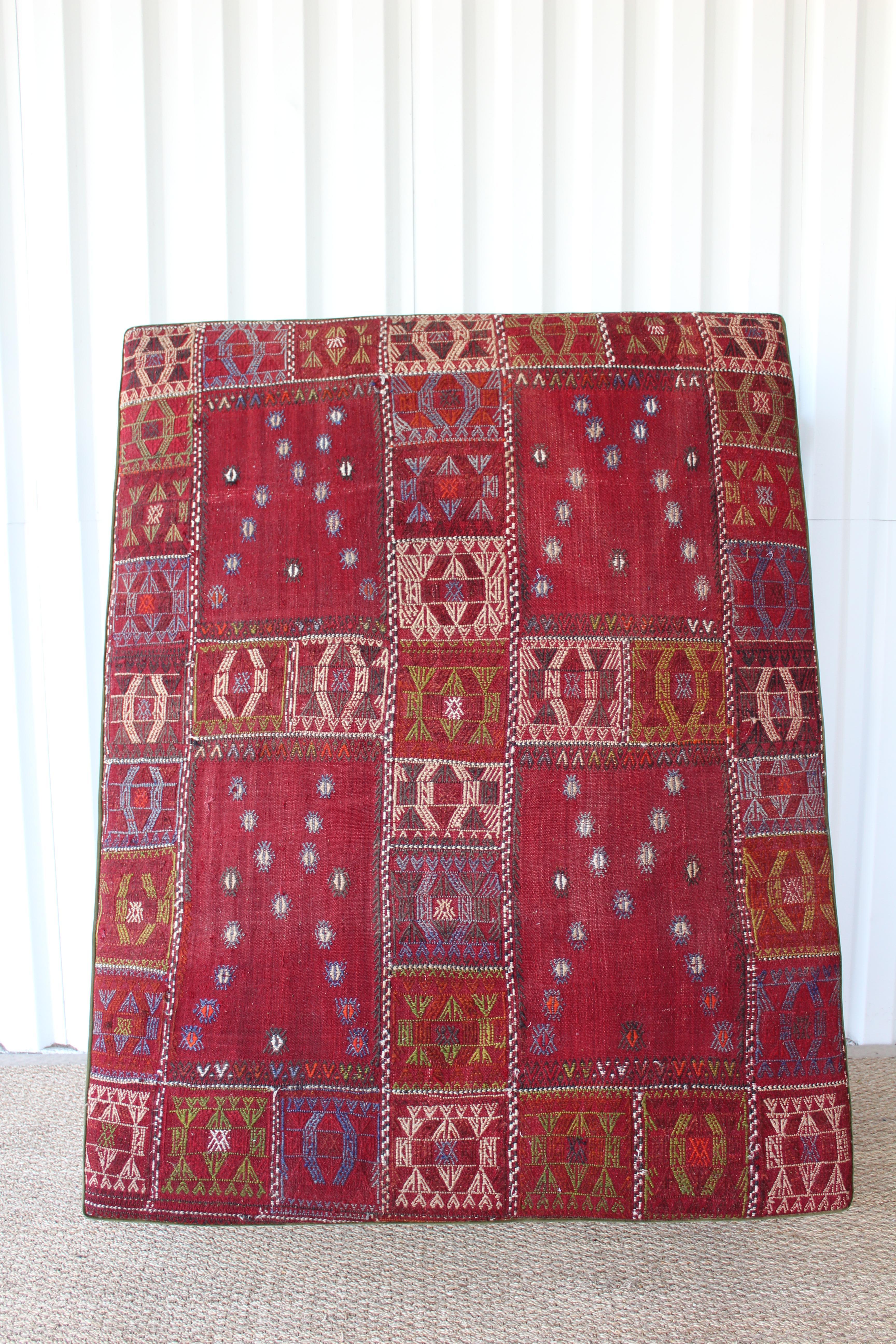 Contemporary Vintage Kilim Upholstered Ottoman