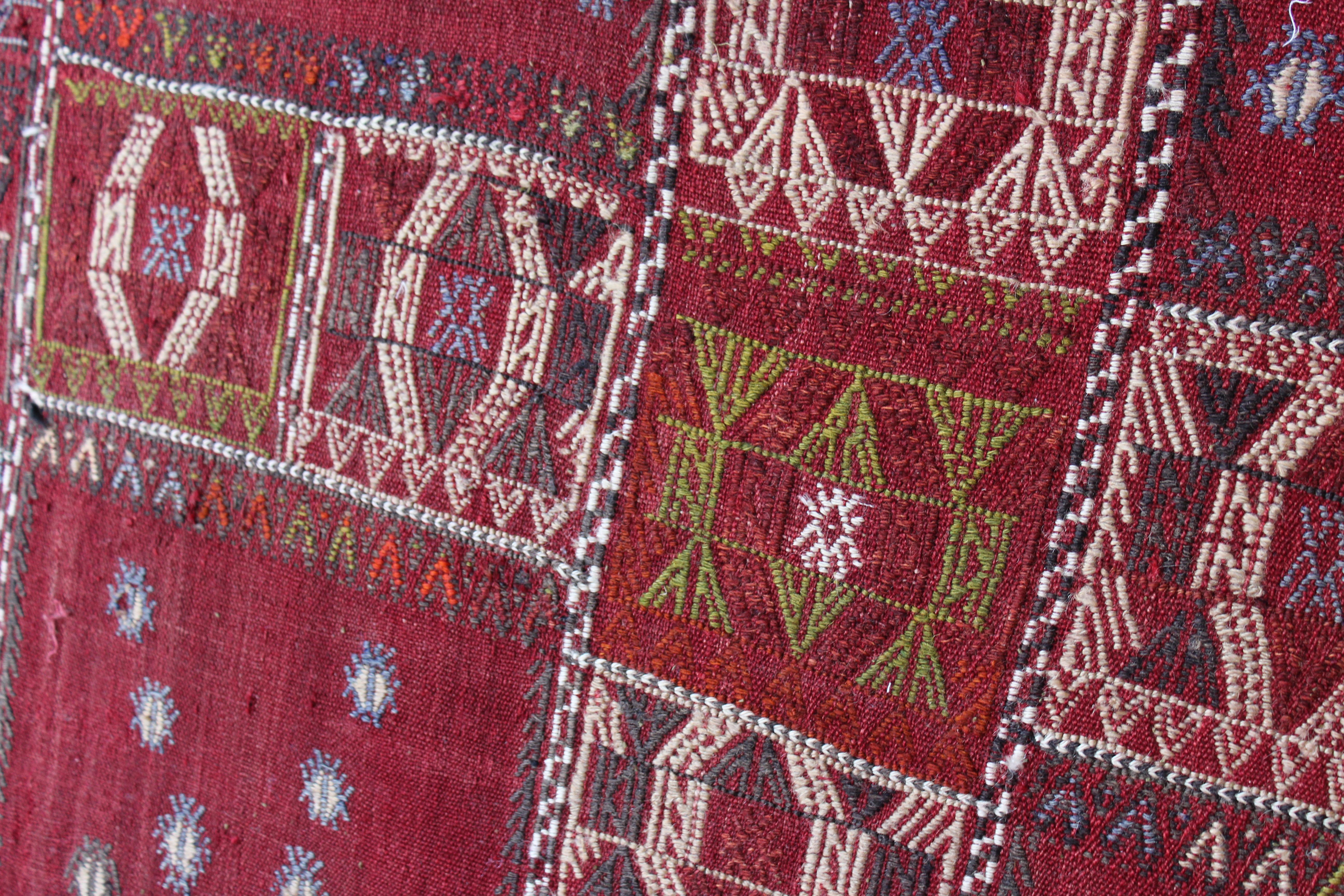 Vintage Kilim Upholstered Ottoman 1