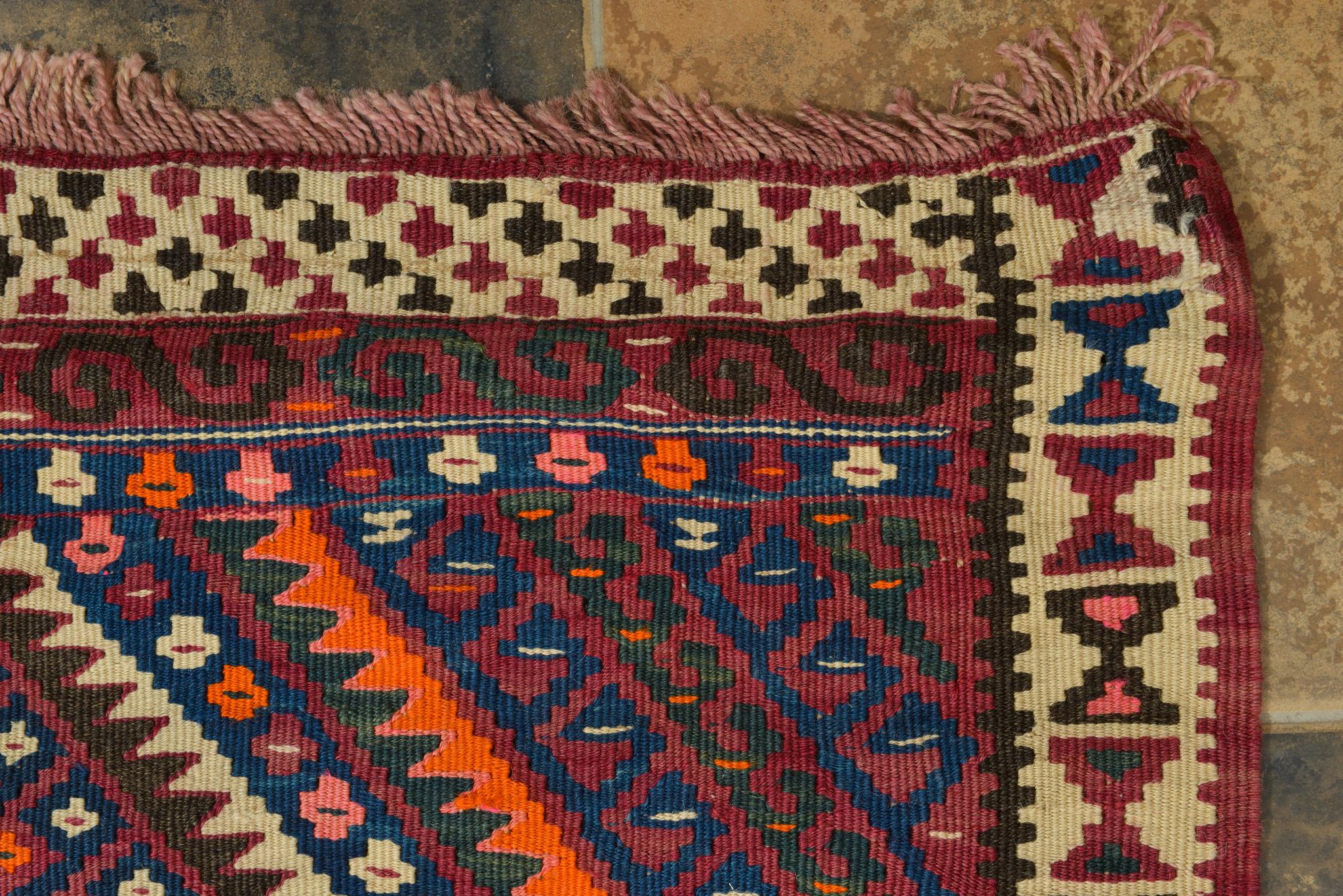 Hand-Woven Vintage Kilim VAN Runner For Sale