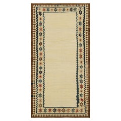 Vintage Kilim with Beige Open Field and Geometric Borders, from Rug & Kilim