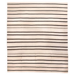 Kilim vintage avec rayures anthracites