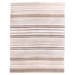 Vintage Kilim with Cream Brown and Taupe Stripes