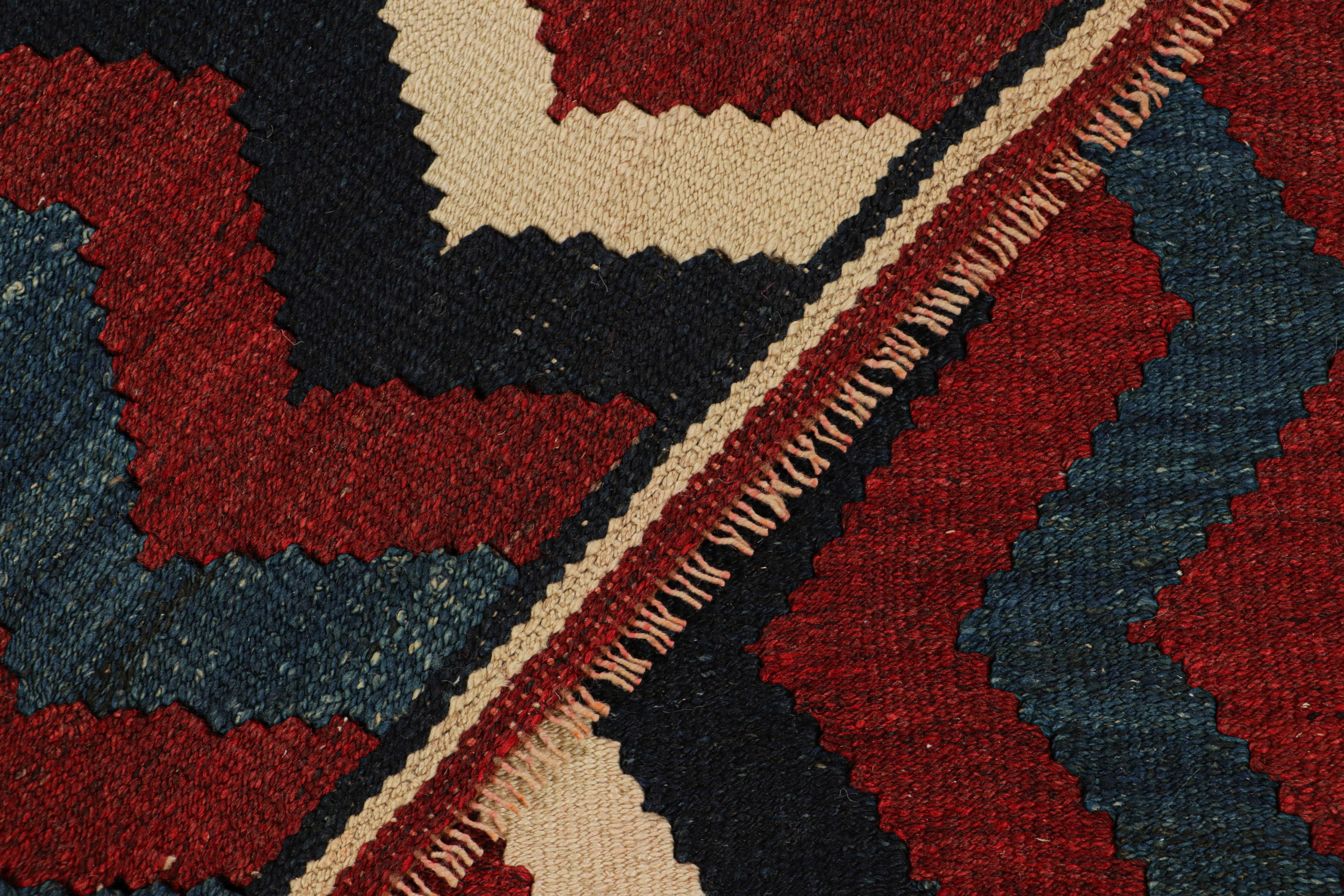Wool Vintage Kilim with Red, Blue and White Chevrons, from Rug & Kilim For Sale