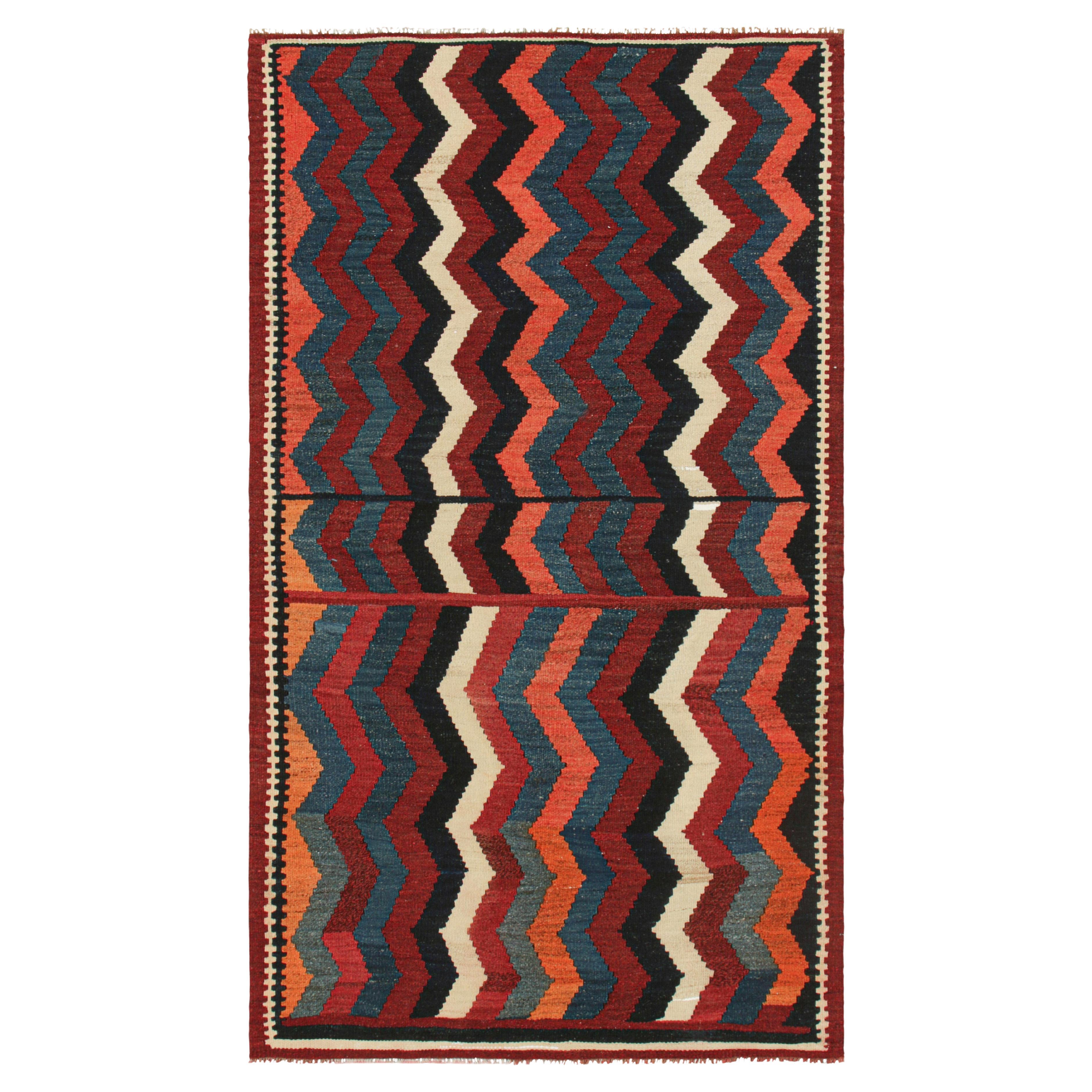 Vintage Kilim with Red, Blue and White Chevrons, from Rug & Kilim For Sale