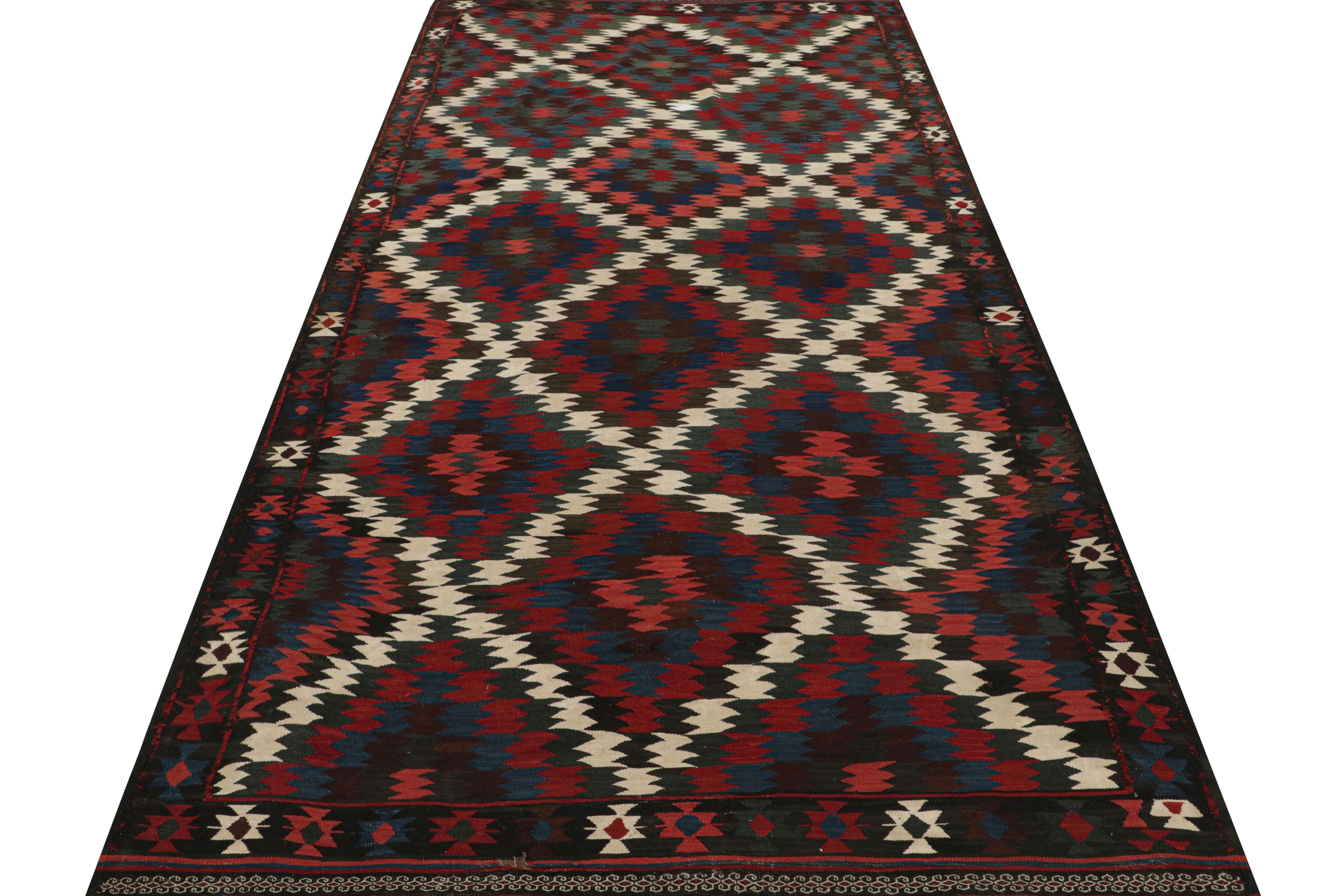 Turkish Vintage Kilim with Red, Teal and Blue Geometric Patterns, from Rug & Kilim  For Sale