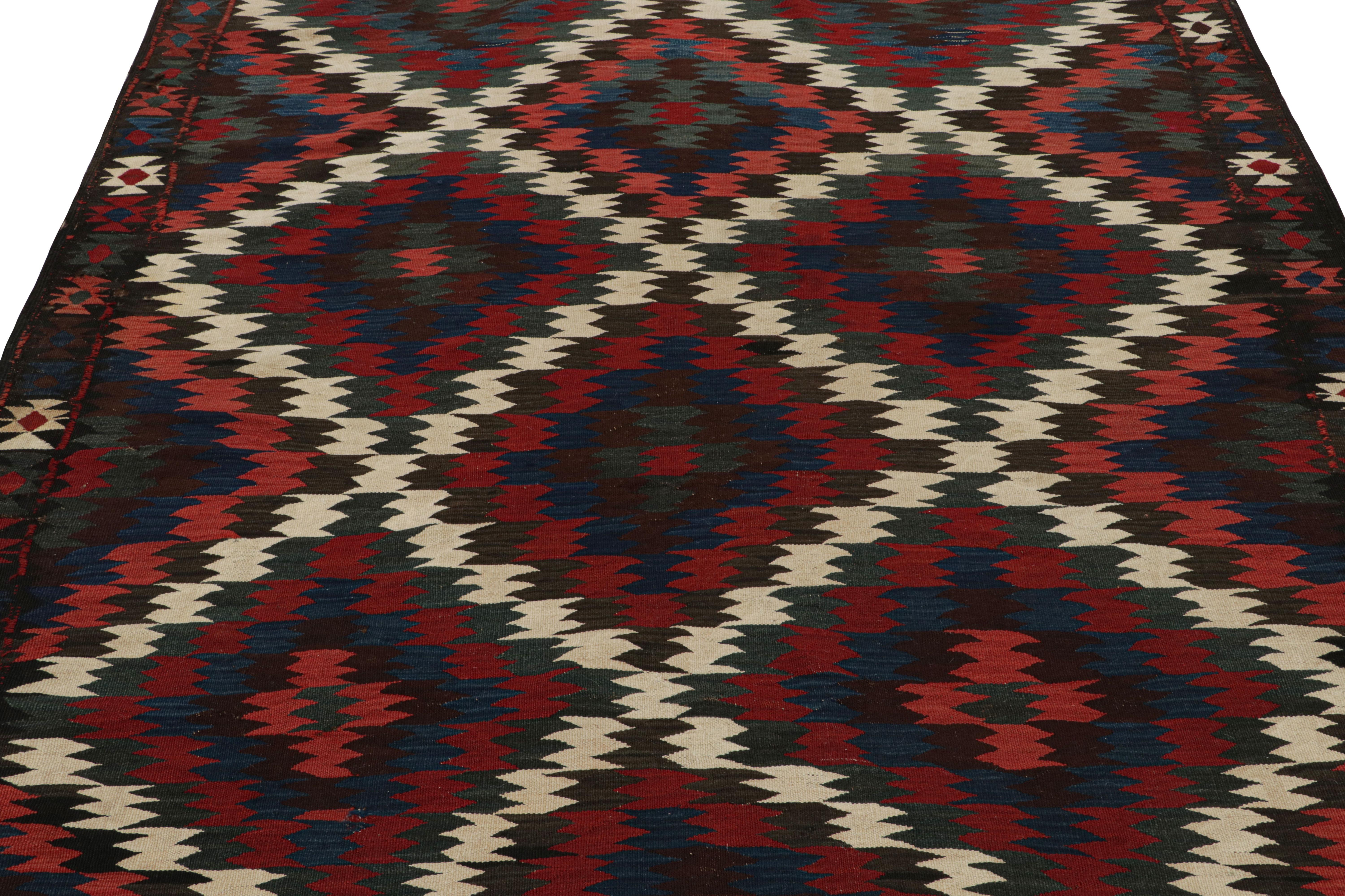Hand-Knotted Vintage Kilim with Red, Teal and Blue Geometric Patterns, from Rug & Kilim  For Sale