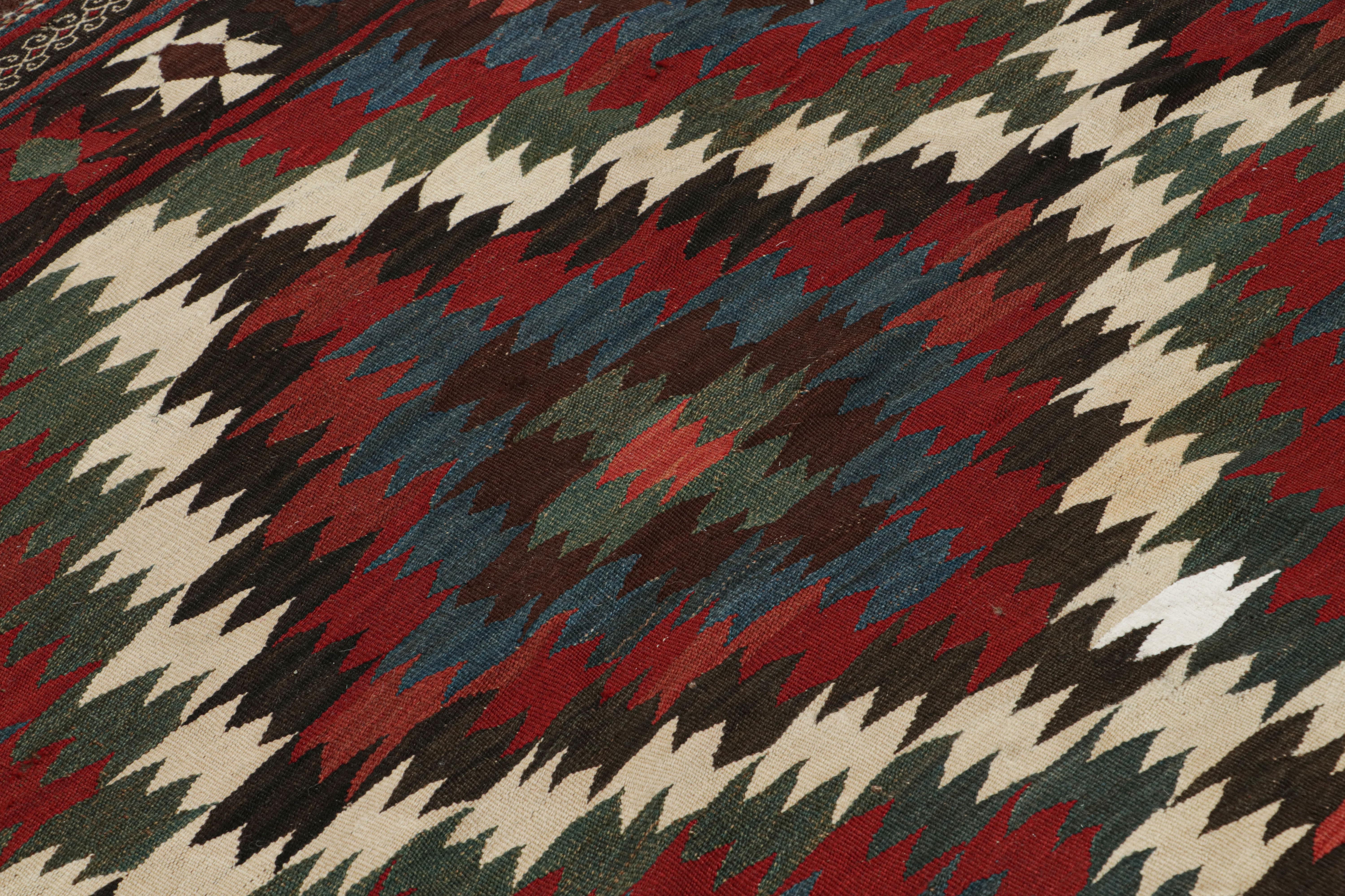 Early 20th Century Vintage Kilim with Red, Teal and Blue Geometric Patterns, from Rug & Kilim  For Sale