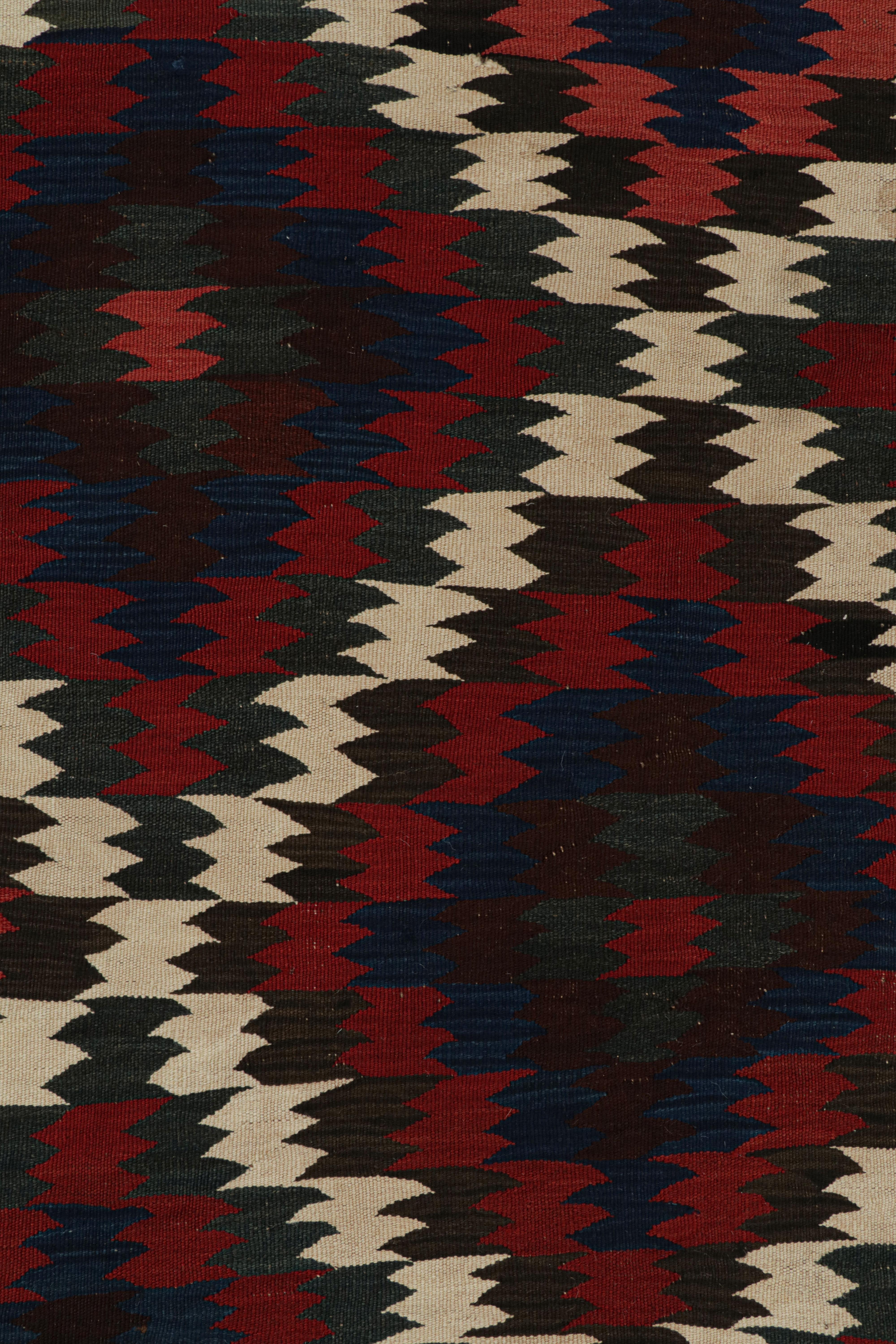 Wool Vintage Kilim with Red, Teal and Blue Geometric Patterns, from Rug & Kilim  For Sale