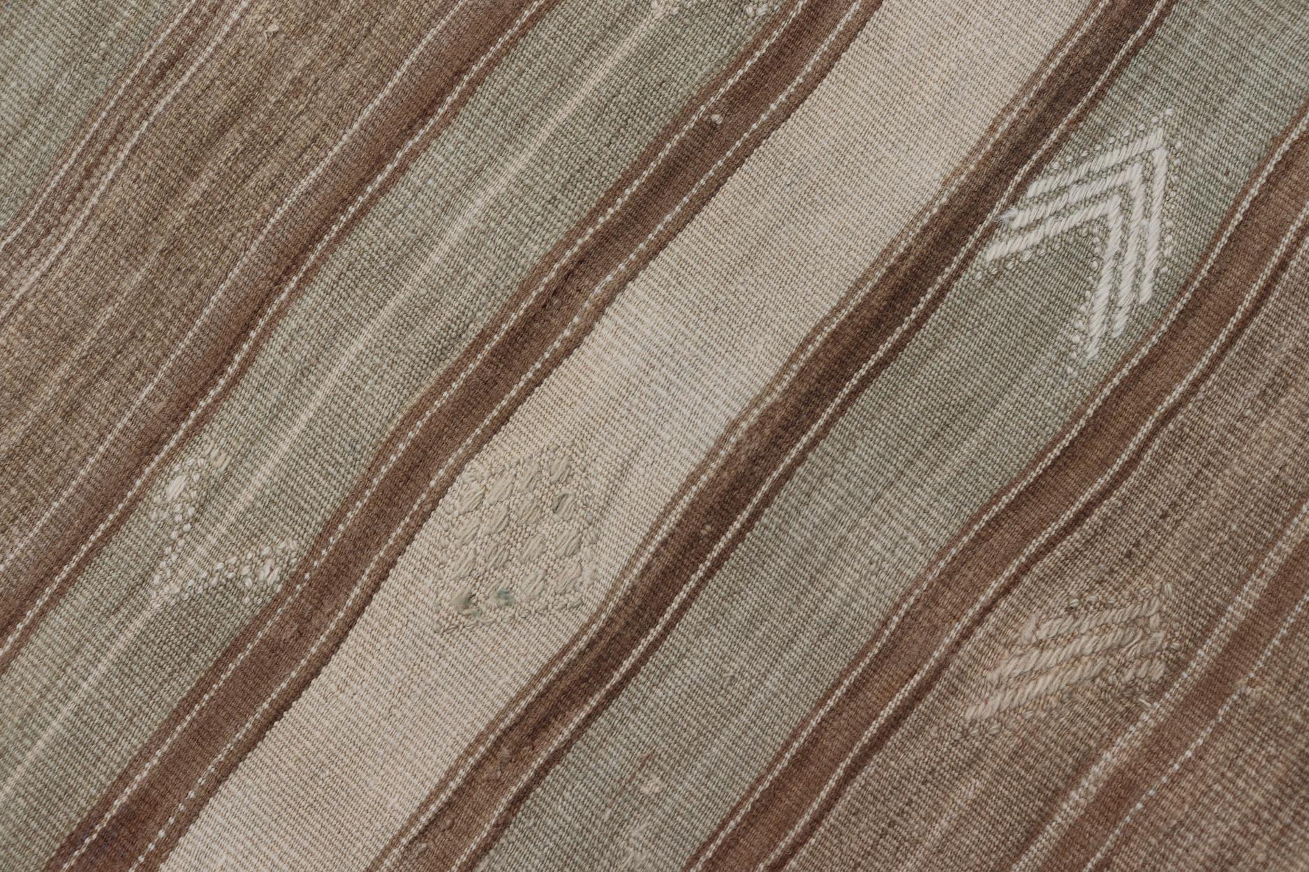 Vintage Kilim With Subtle Striped Patterns in Earth Tones   6' 4