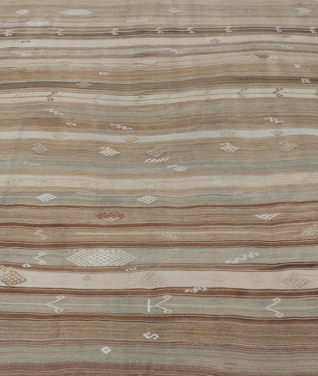 Vintage Kilim With Subtle Striped Patterns in Earth Tones  

Measures: 6'4