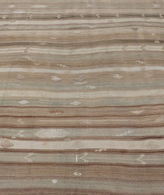 Vintage Kilim With Subtle Striped Patterns in Earth Tones   6' 4" x 7' 10"