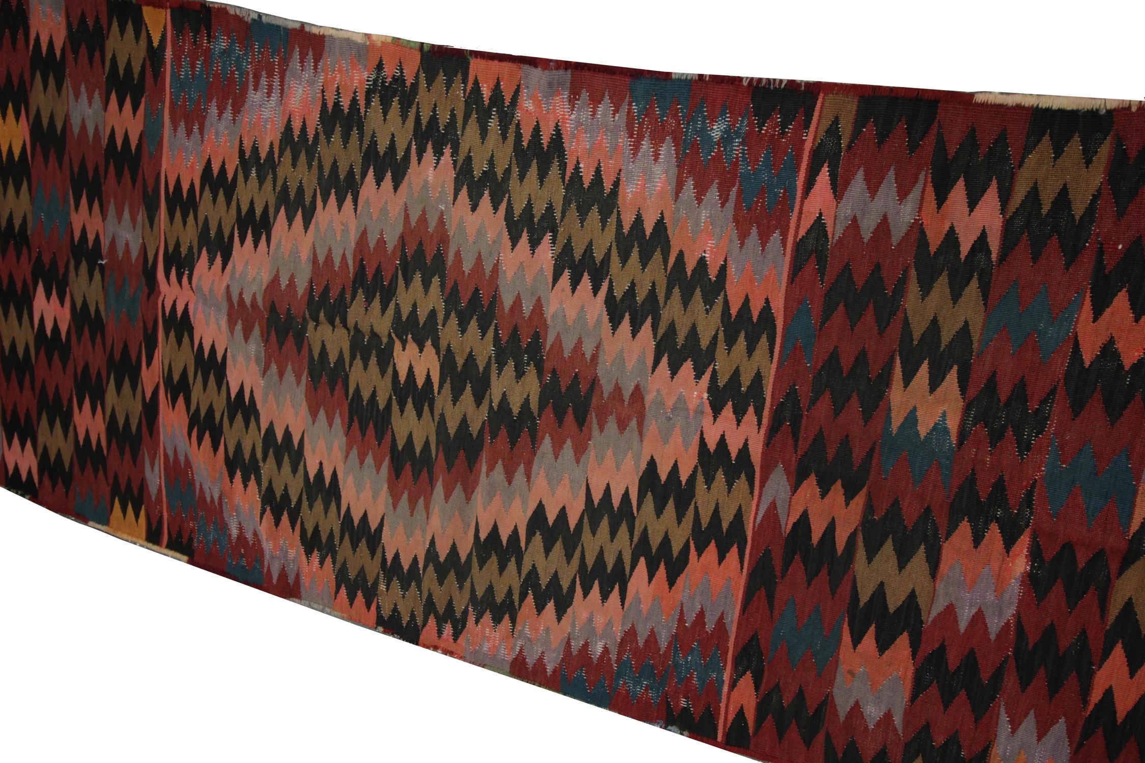 Hand-Knotted Vintage Kilims Carpet Runner Kilim Rug Oriental Wool Stair Runner For Sale