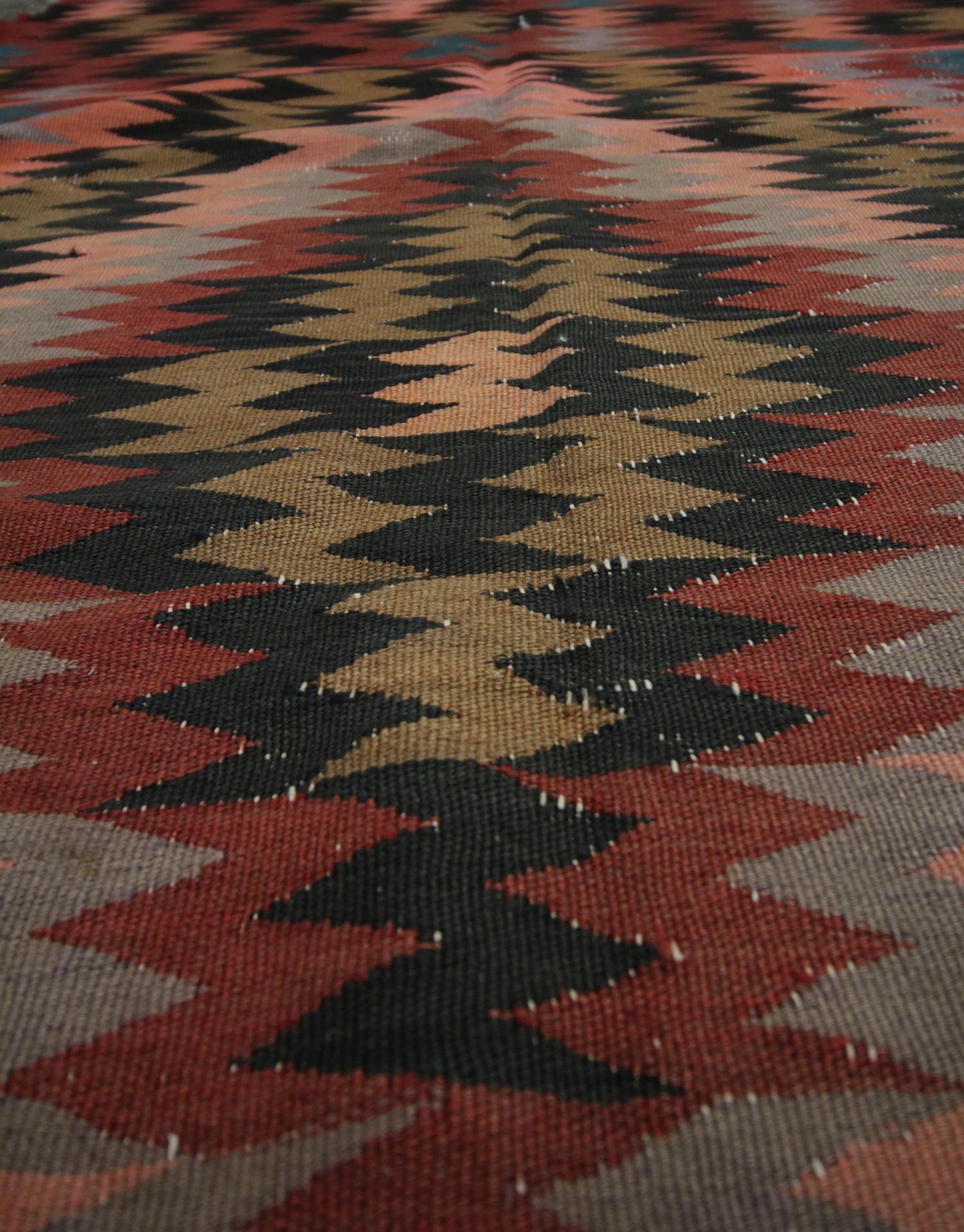 Late 20th Century Vintage Kilims Carpet Runner Kilim Rug Oriental Wool Stair Runner For Sale
