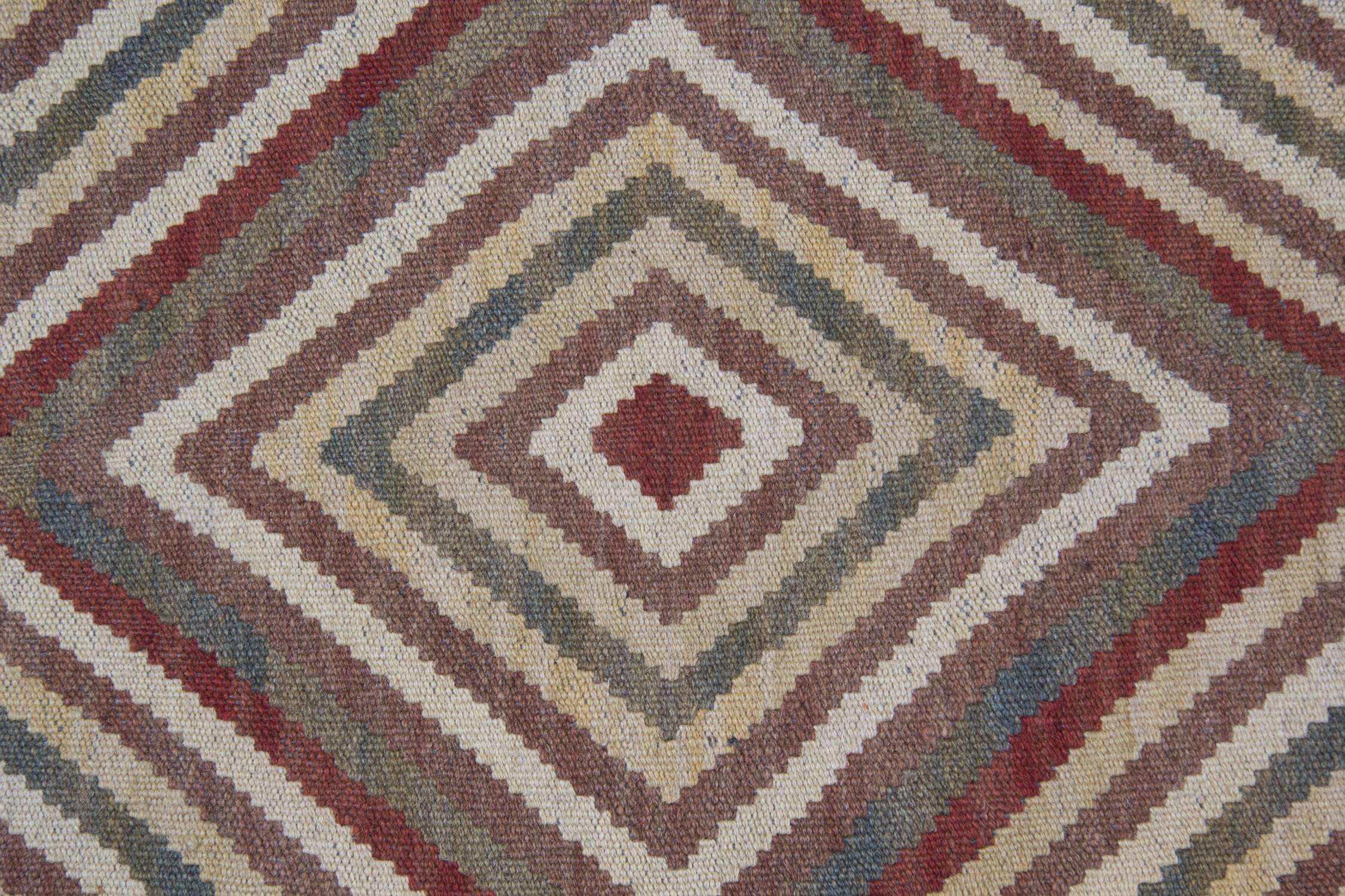 Late 20th Century Vintage Kilims, Geometric Runner Rug Handmade Carpet Wool Kilim Rug