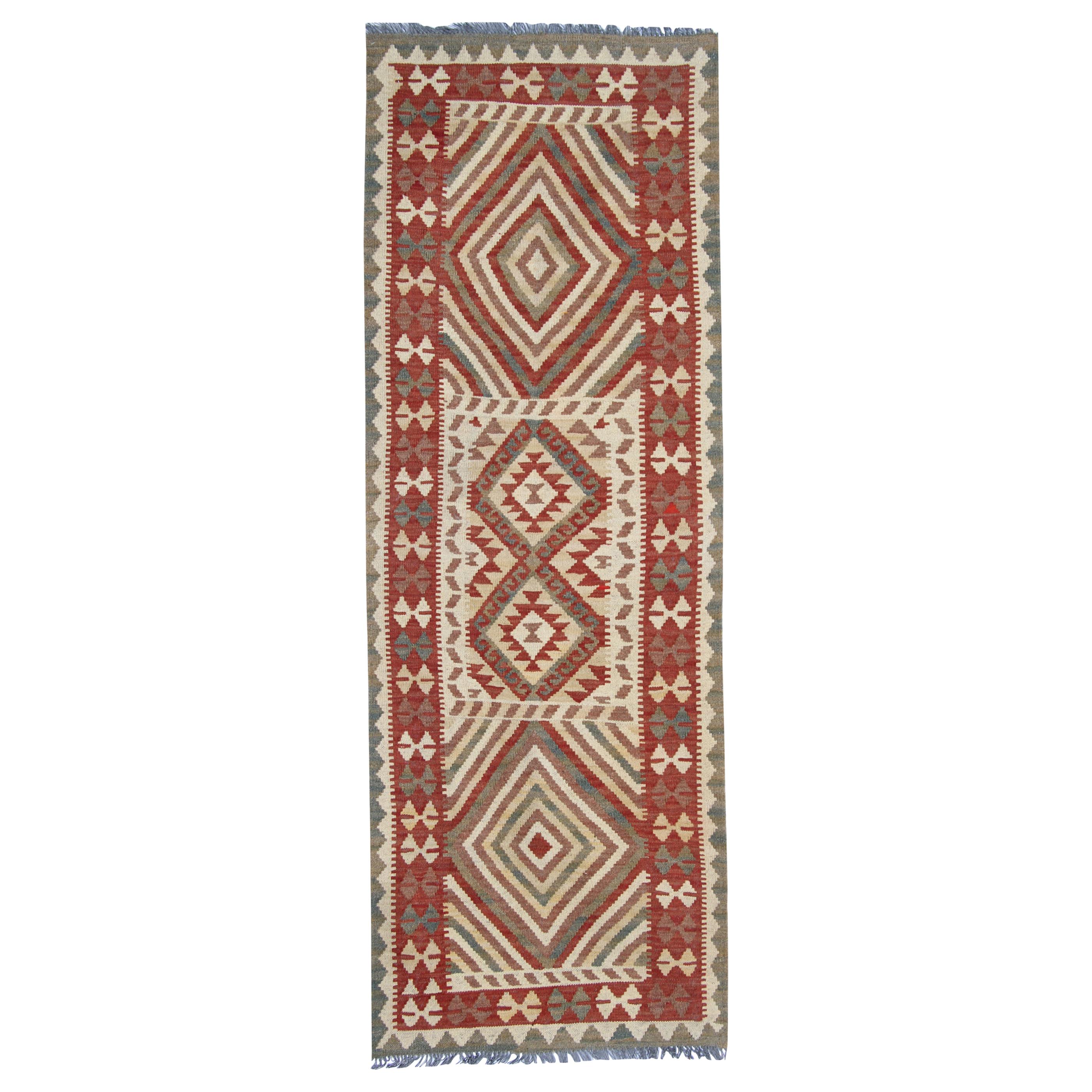 Vintage Kilims, Geometric Runner Rug Handmade Carpet Wool Kilim Rug