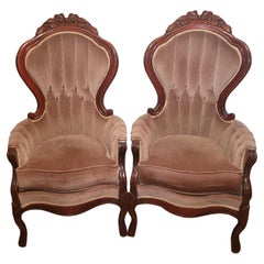 Used Kimball Reproductions Victorian Style King and Queen Armchairs - Set of (2)
